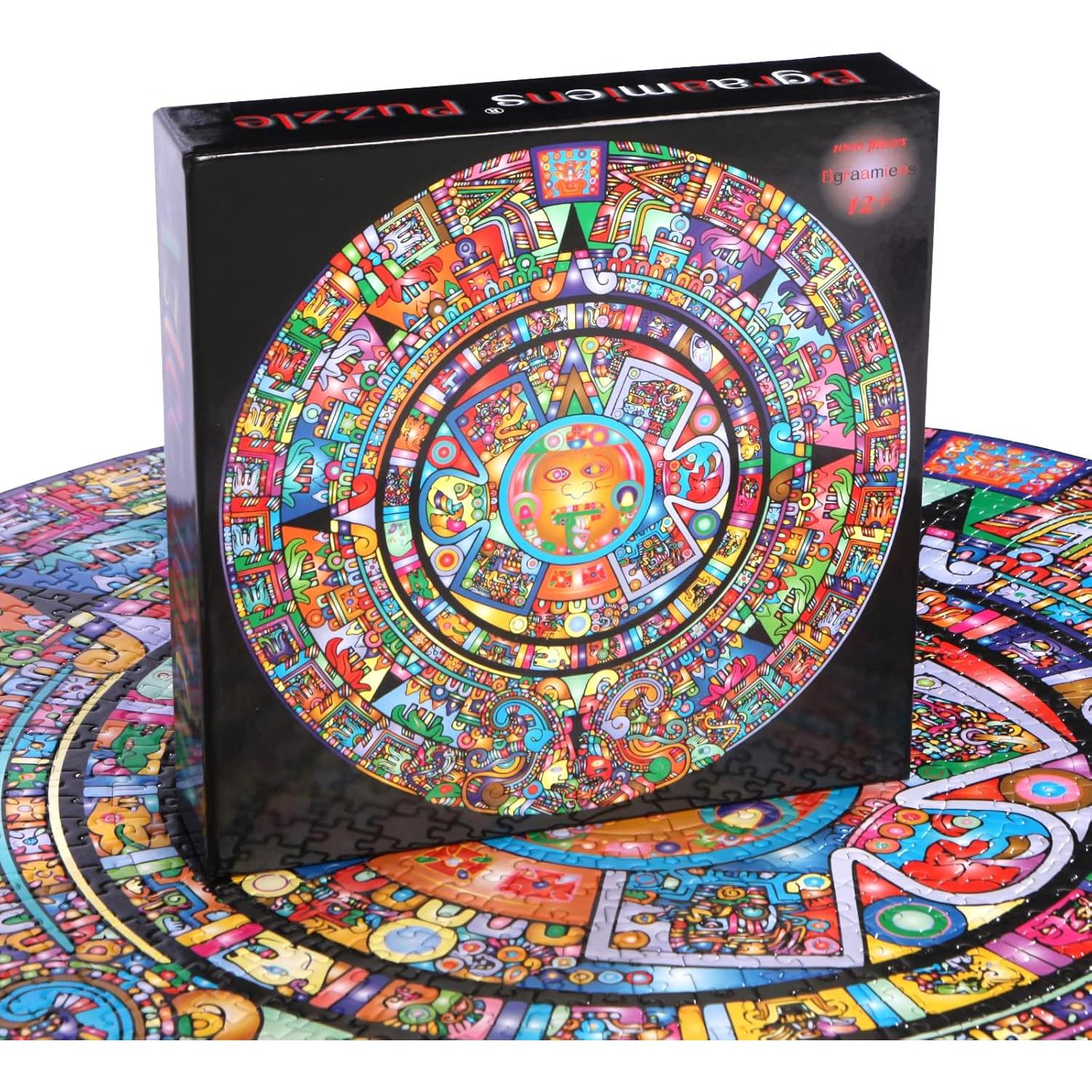 Rompecabezas Redondo Bgraamiens 1000 Piezas Tótem Azteca
