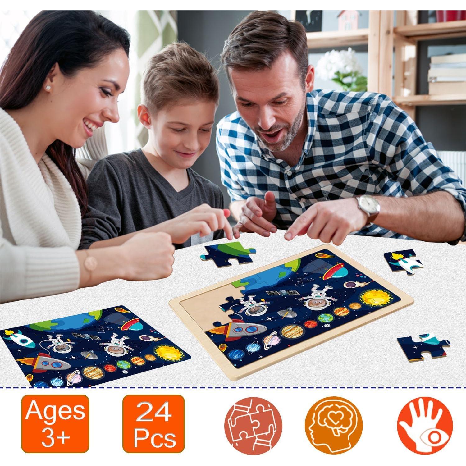 Rompecabezas de Madera para Niños Eirenke - 4 Piezas de 24 Pzs