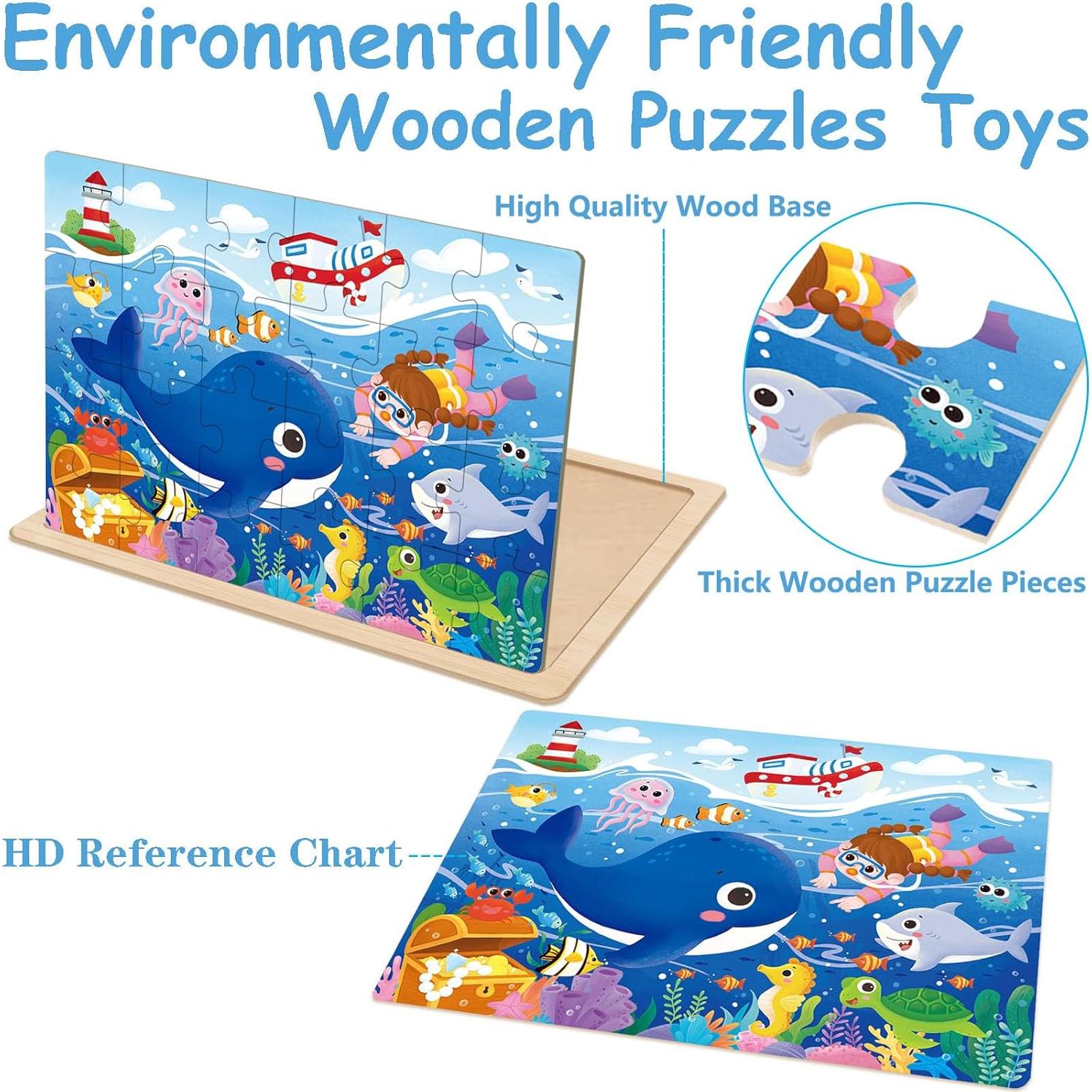 Rompecabezas de Madera para Niños Eirenke - 4 Piezas de 24 Pzs