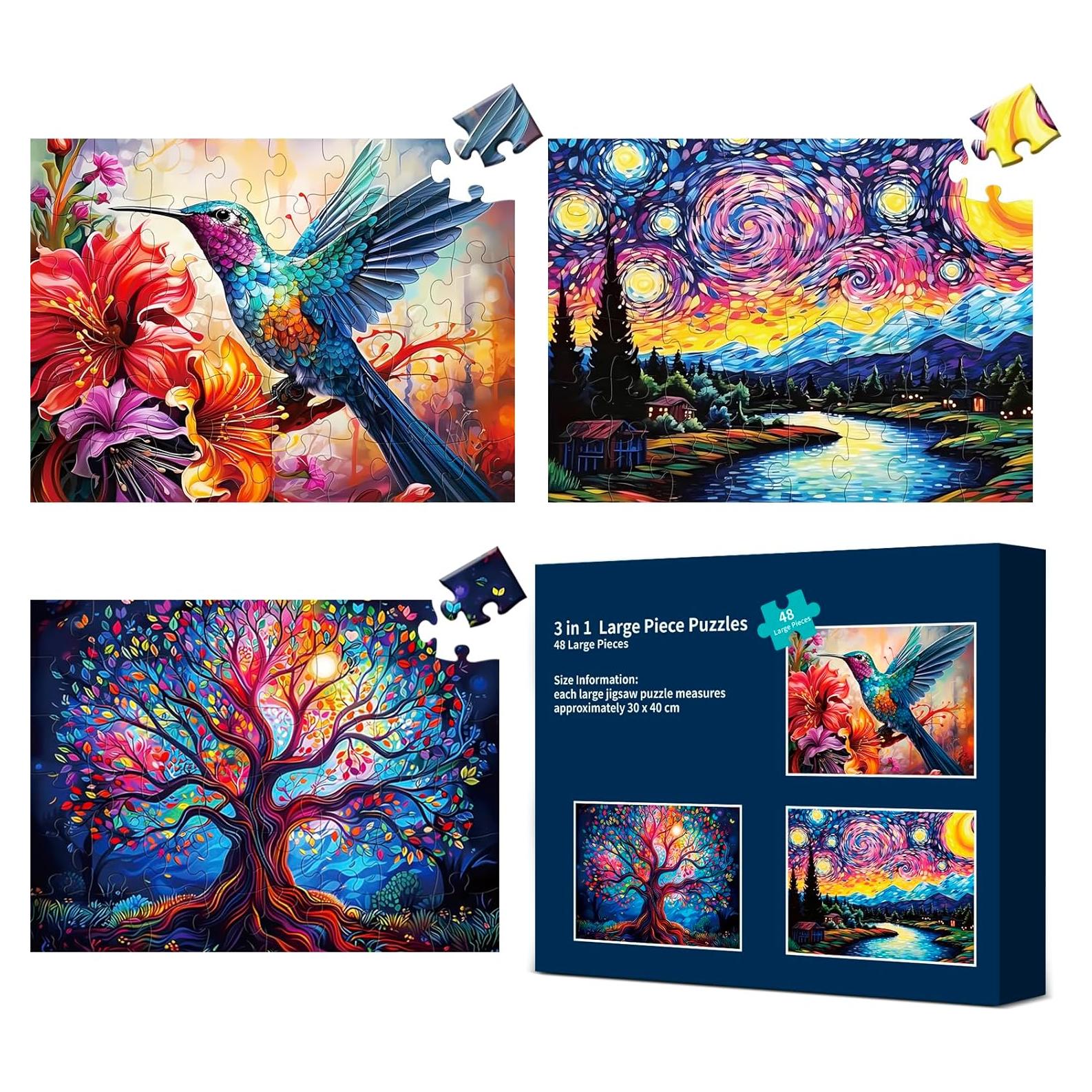 3 Paquetes de 48 Puzzles Grandes Maiqufa para Personas Mayores