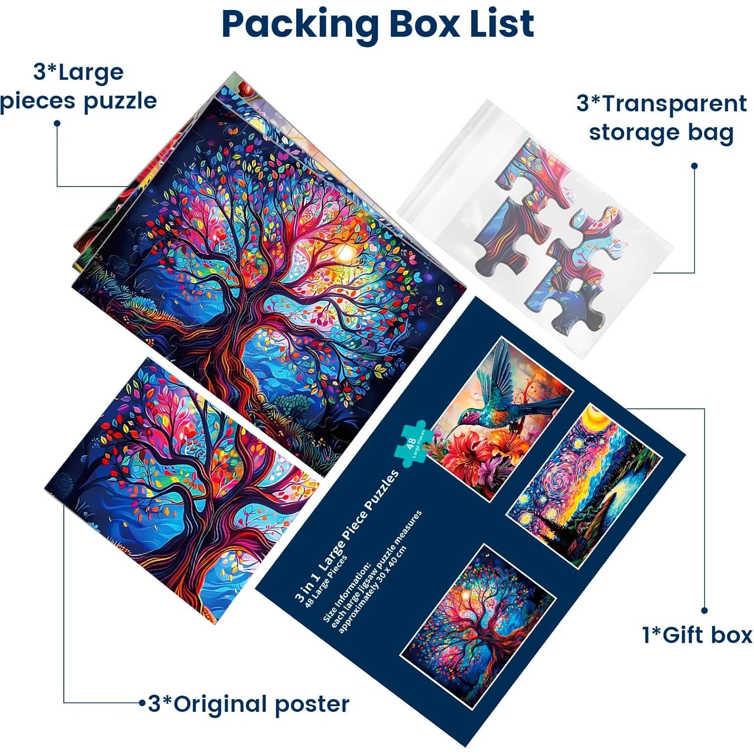 3 Paquetes de 48 Puzzles Grandes Maiqufa para Personas Mayores