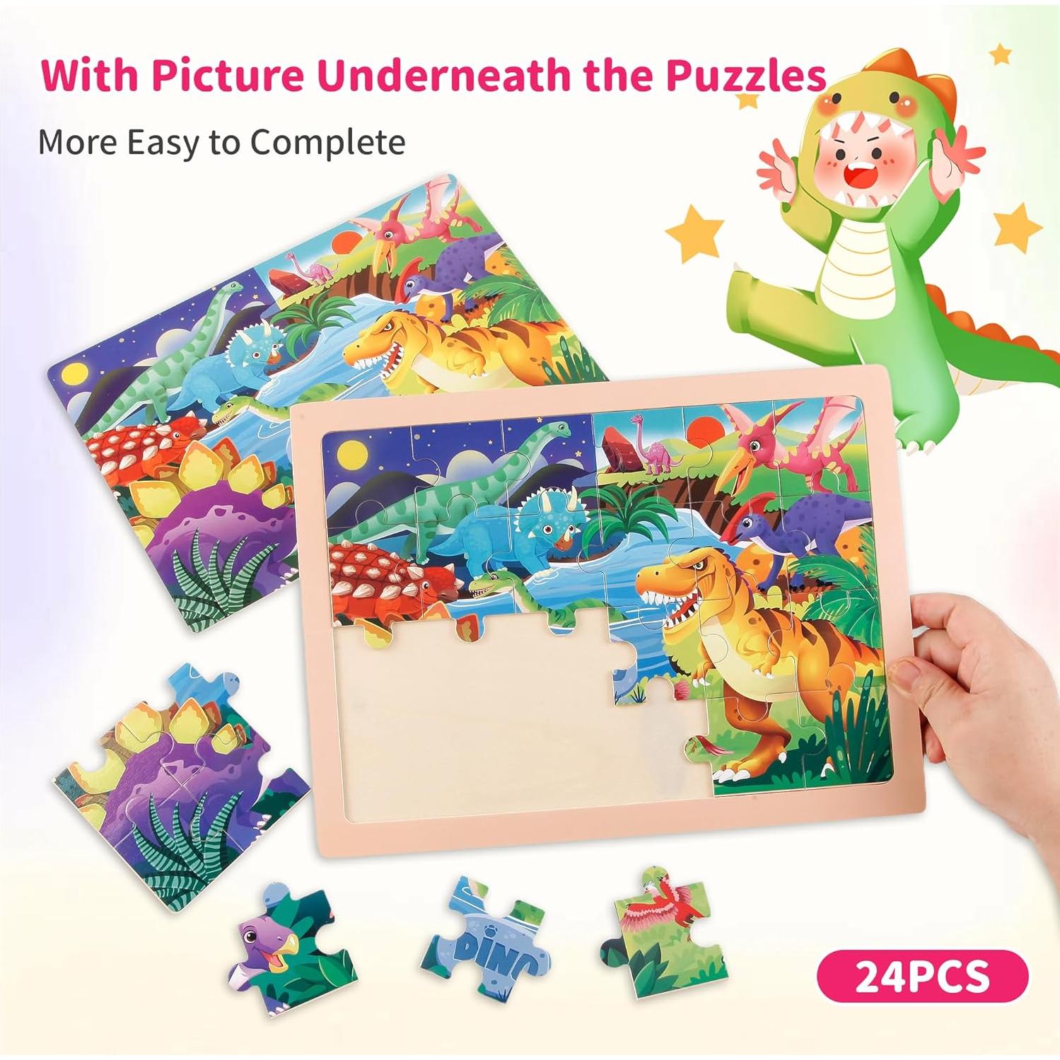 Rompecabezas de Madera Grande Kawyehu - Animales, 24 Piezas