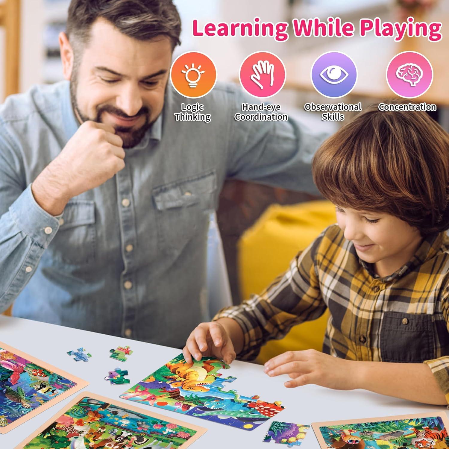 Rompecabezas de Madera Grande Kawyehu - Animales, 24 Piezas