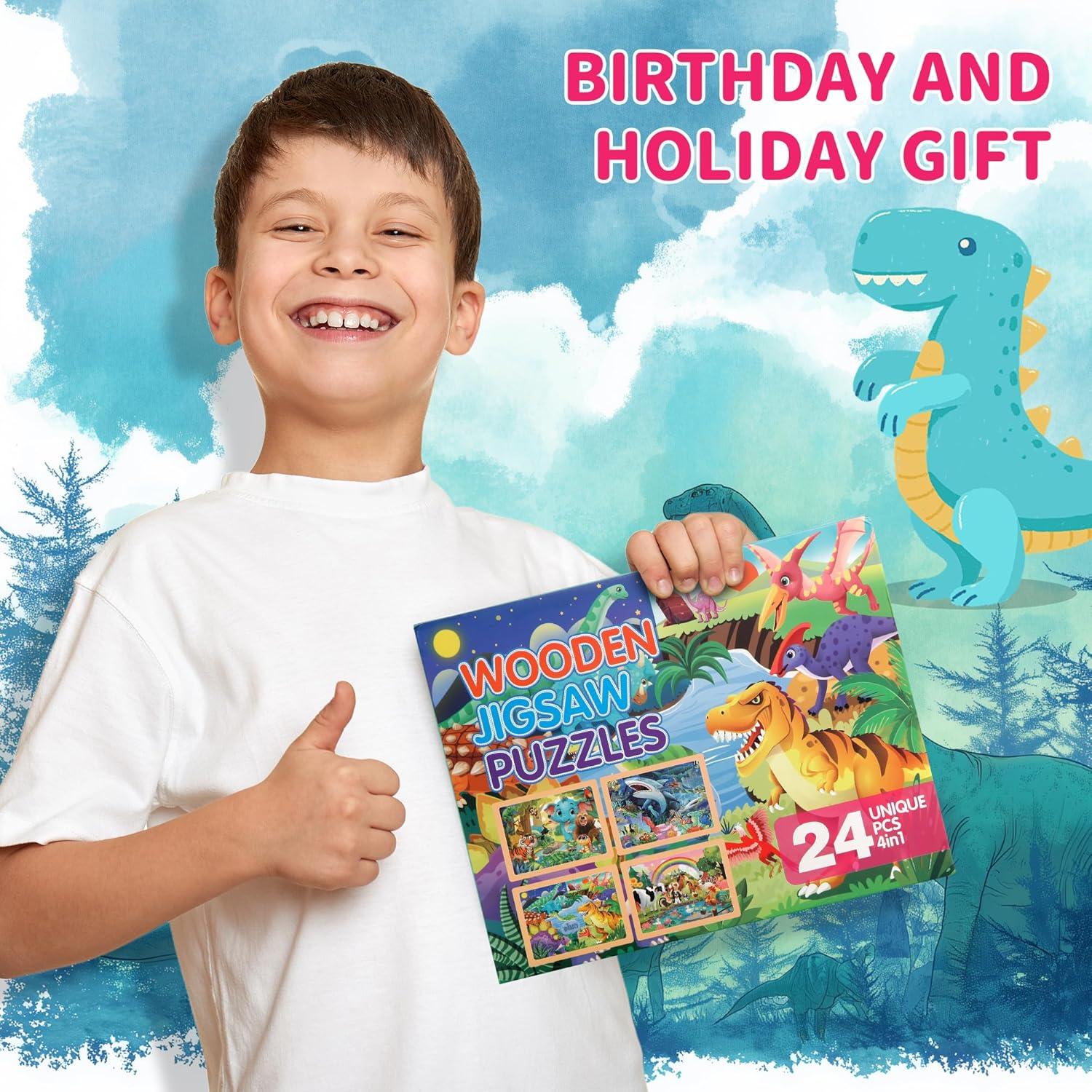 Rompecabezas de Madera Grande Kawyehu - Animales, 24 Piezas