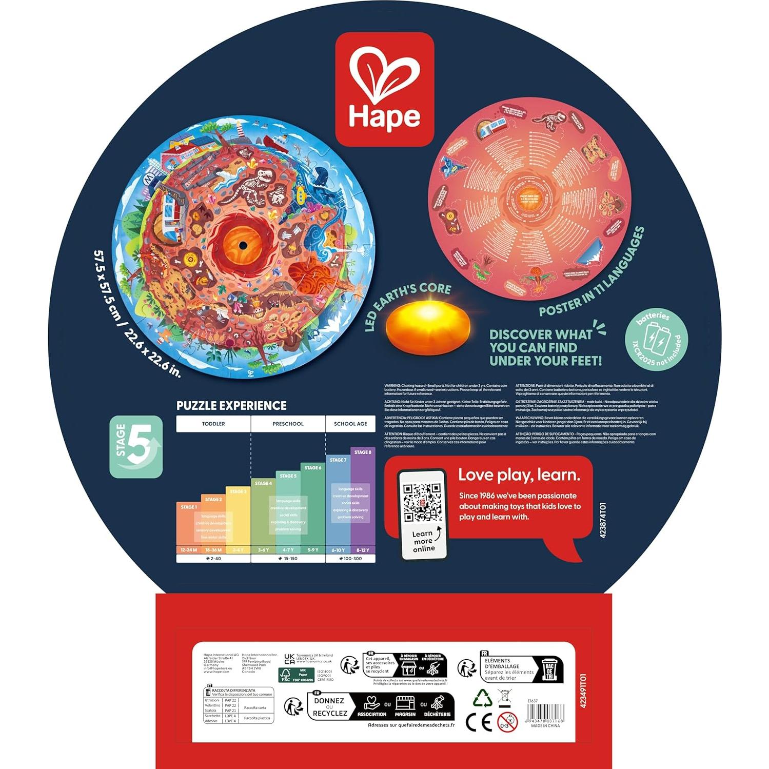 Rompecabezas Mundo Subterráneo Hape 36 Piezas con Luz LED