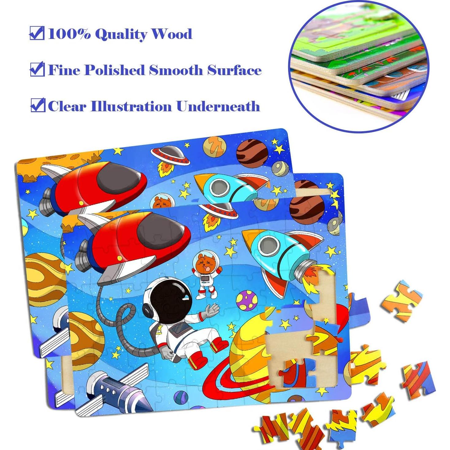 Rompecabezas de Madera para Niños Runlycan - 6 Temas 60 Piezas