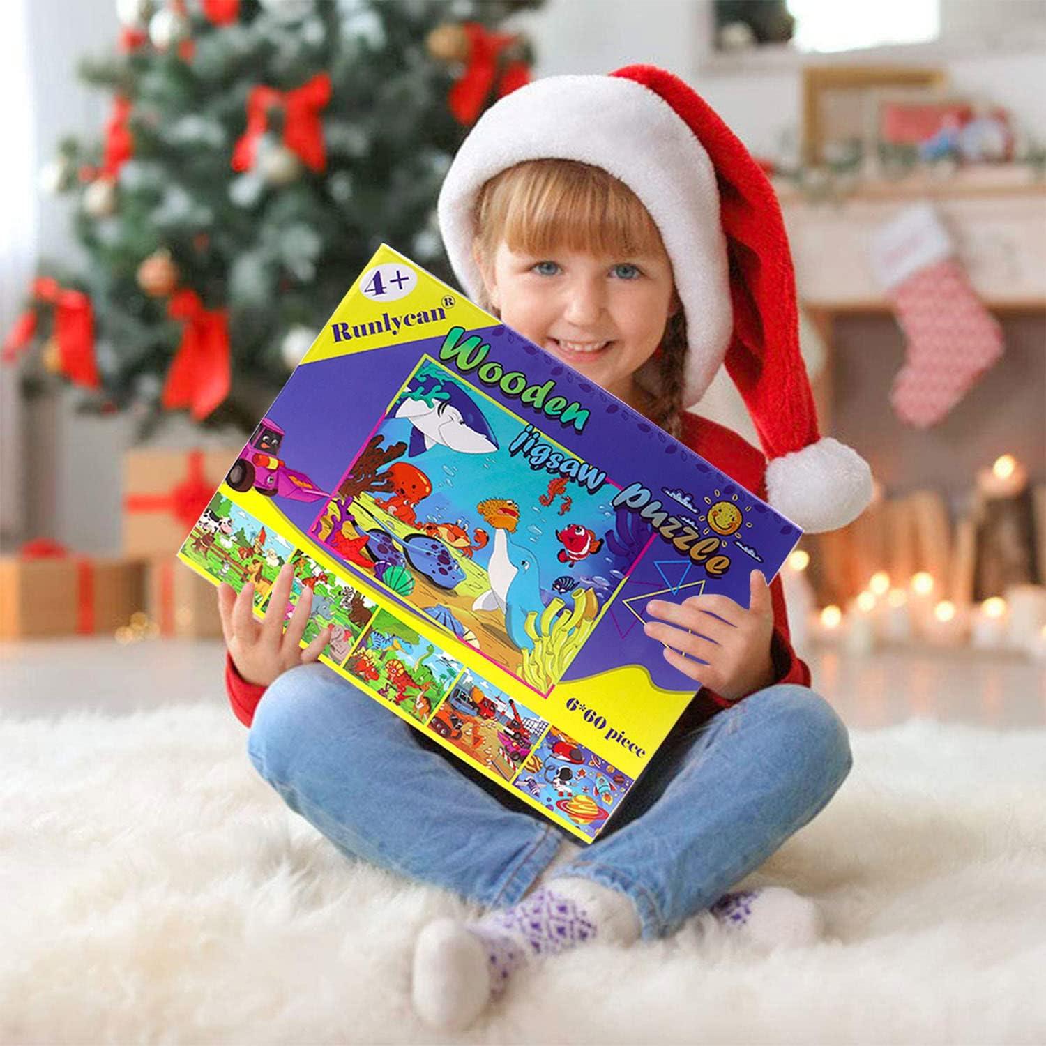 Rompecabezas de Madera para Niños Runlycan - 6 Temas 60 Piezas