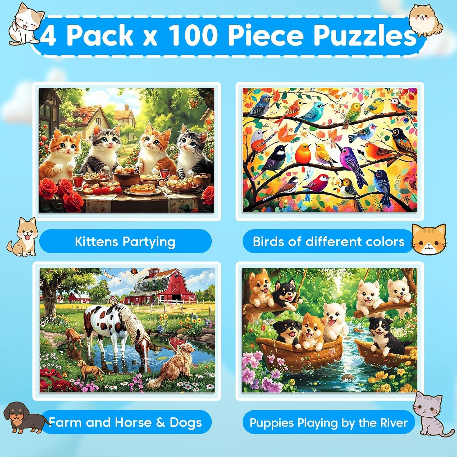 Rompecabezas Educativos 100 Piezas BraniacBits 4 Paquetes