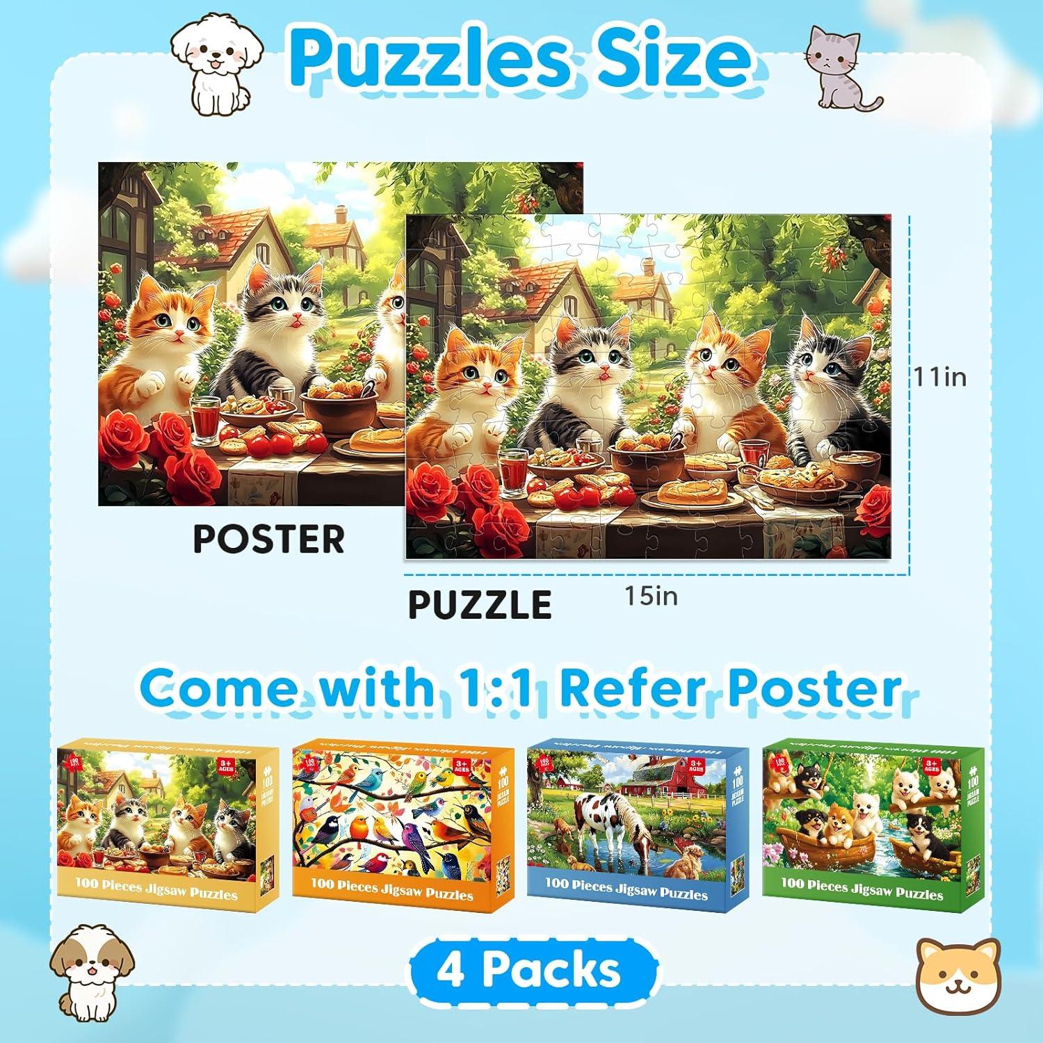 Rompecabezas Educativos 100 Piezas BraniacBits 4 Paquetes