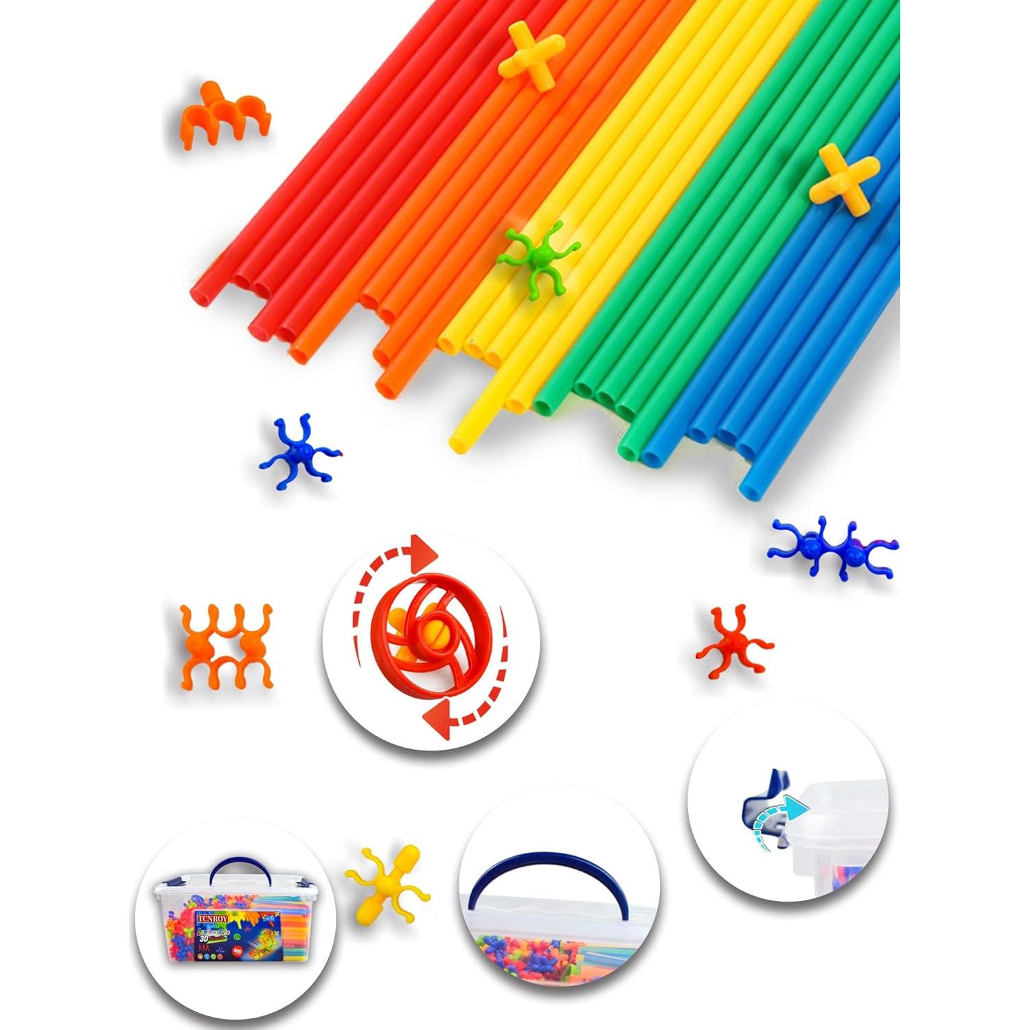 Juguetes de Construcción STEM 600PCS Tcnroy - Pajitas y Conectores