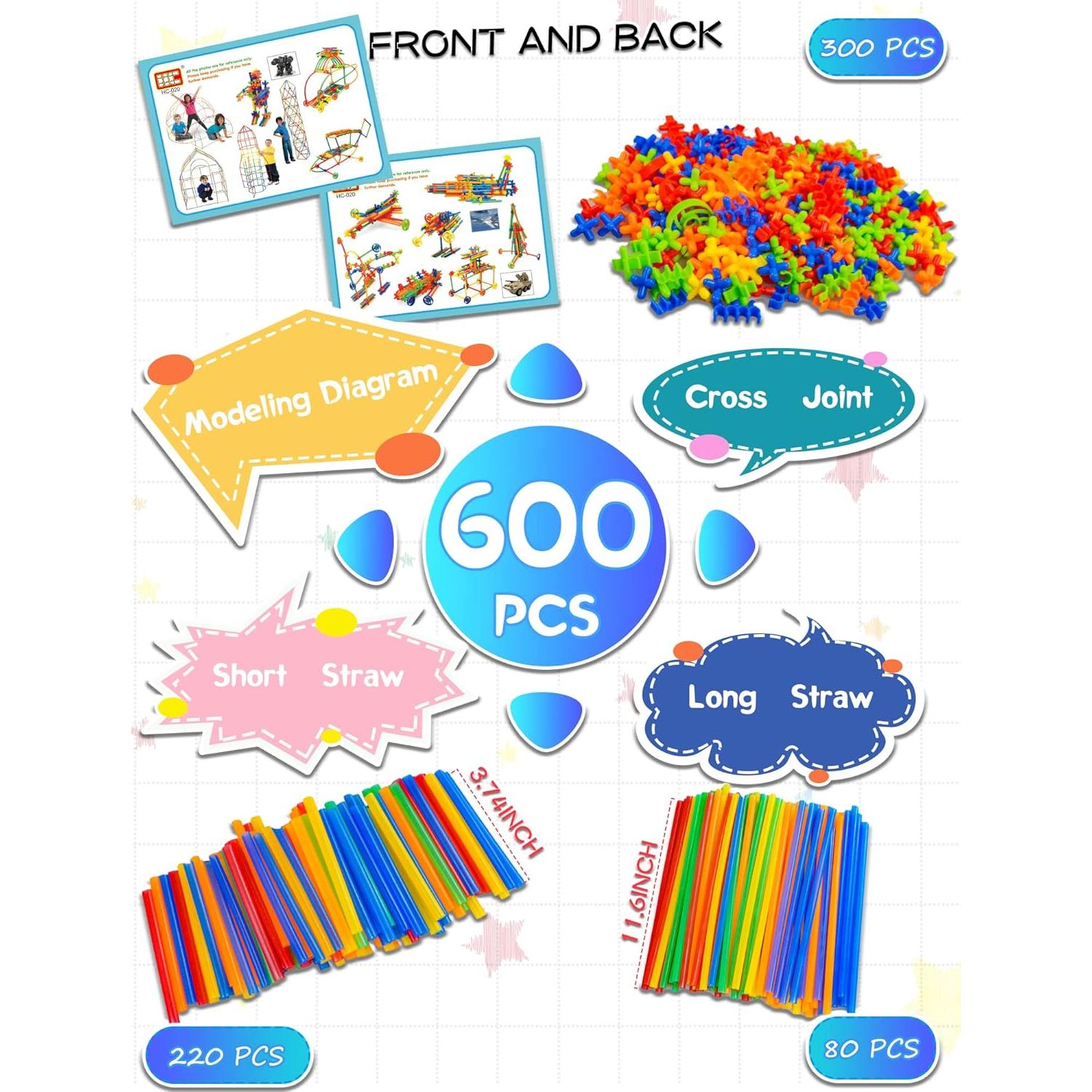 Juguetes de Construcción STEM 600PCS Tcnroy - Pajitas y Conectores