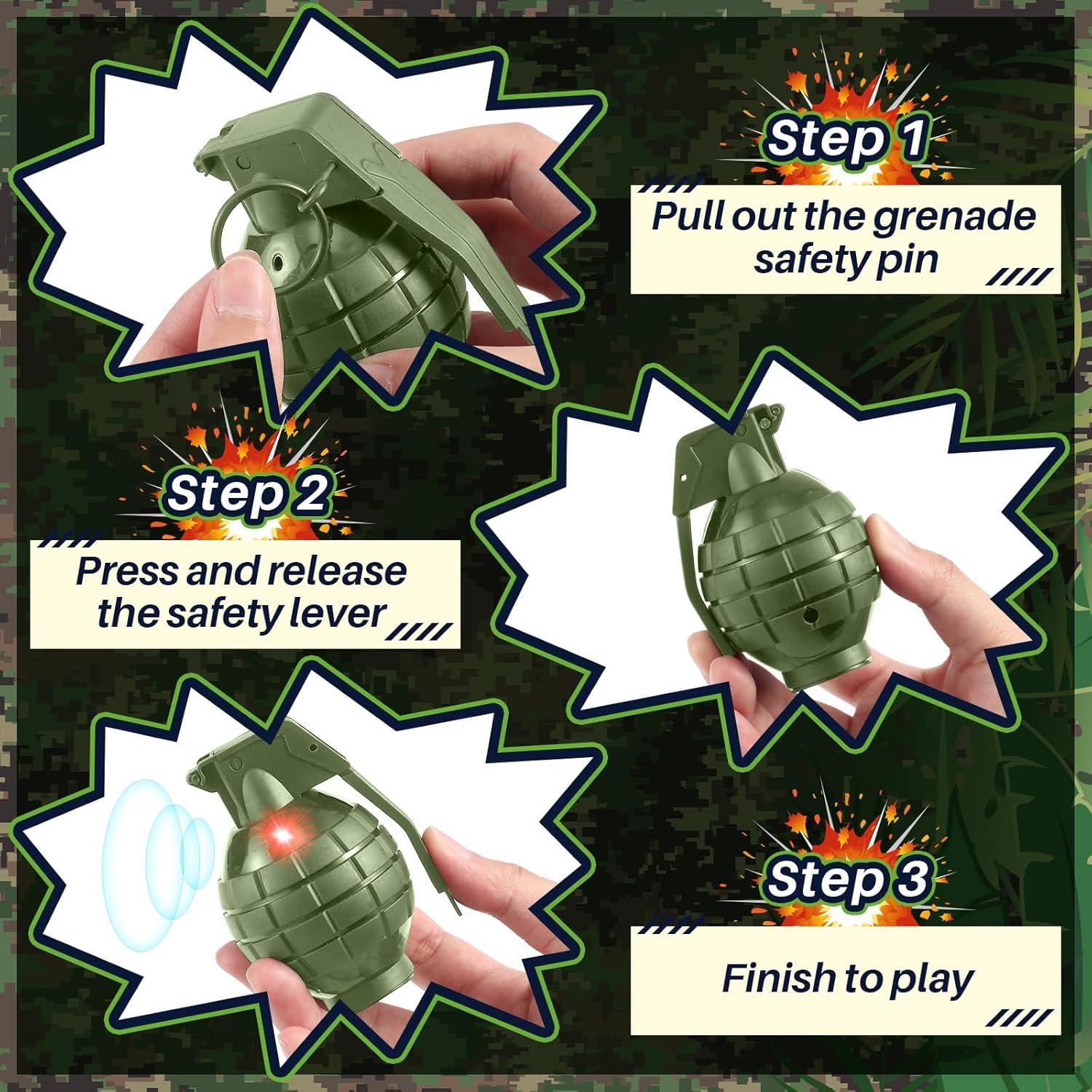 Granadas de Mano de Plástico Sratte 4 Pcs con Sonido y Luz