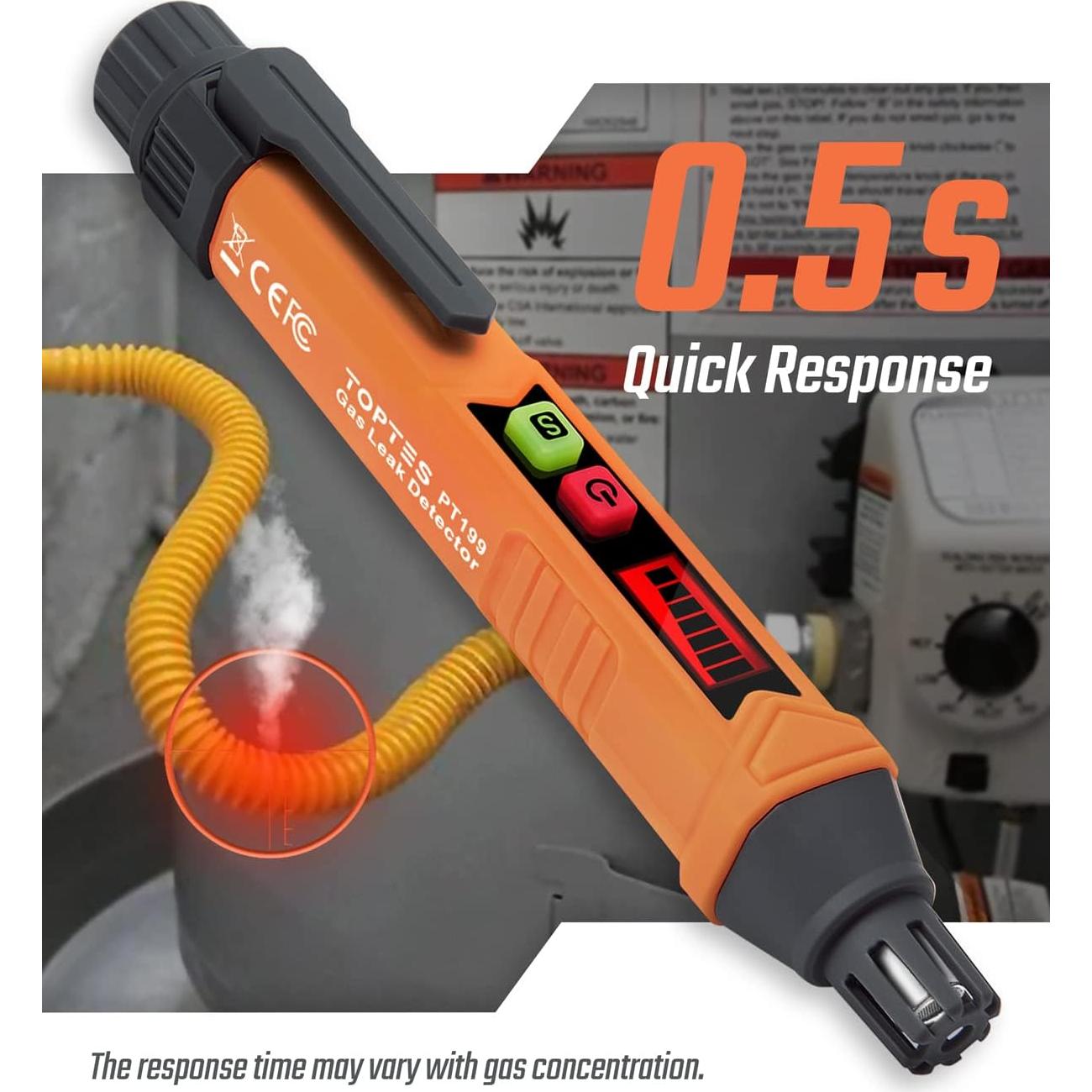 Detector de Fugas de Gas TOPTES PT199 con Alarma Visual y Auditiva
