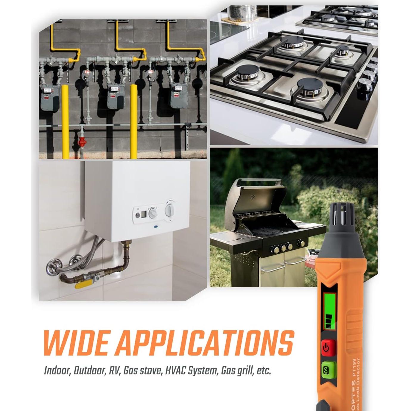 Detector de Fugas de Gas TOPTES PT199 con Alarma Visual y Auditiva
