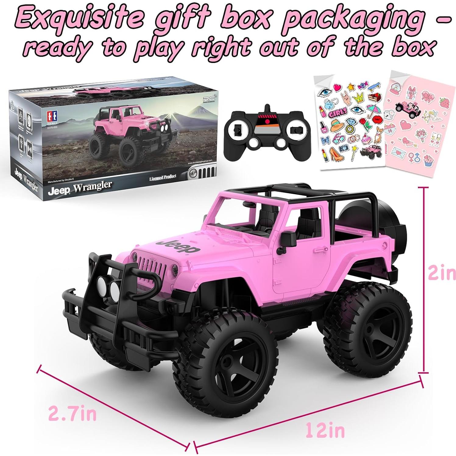 Coche RC Jeep Licenciado Rosa 1:14 para Niñas 80 Min Juego