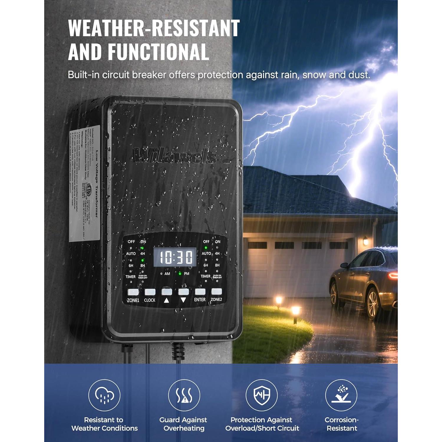 Transformador de Iluminación de Paisaje WILAWELS 500W 2 Zonas