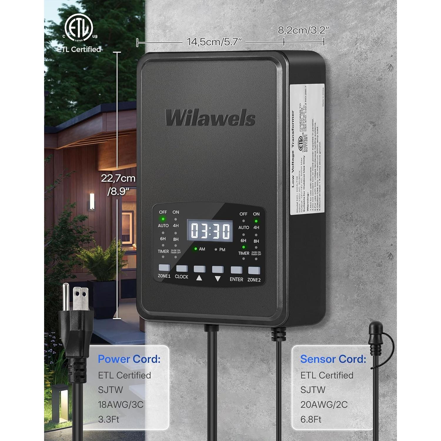 Transformador de Iluminación de Paisaje WILAWELS 500W 2 Zonas