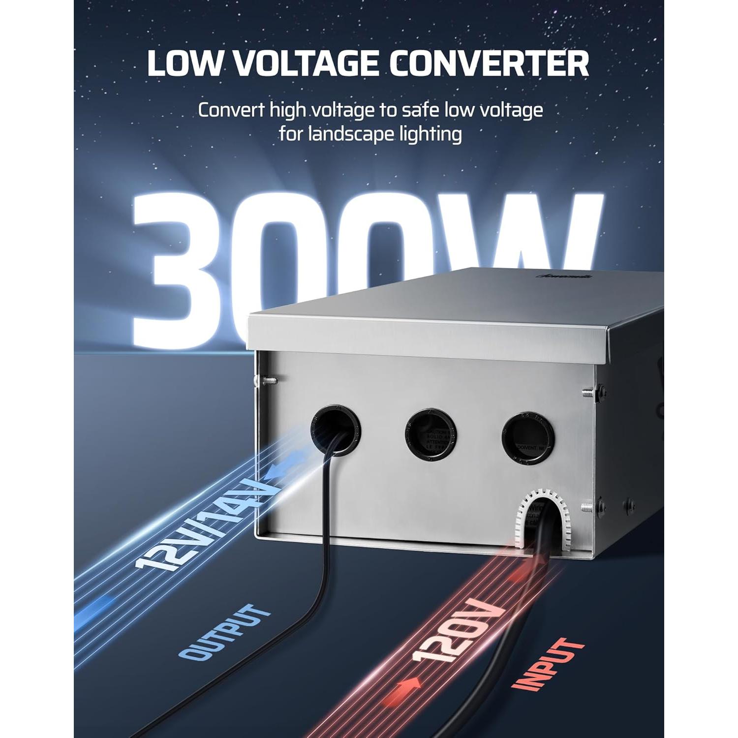 Transformador de Paisaje DEWENWILS 300W 12V/14V AC Inteligente