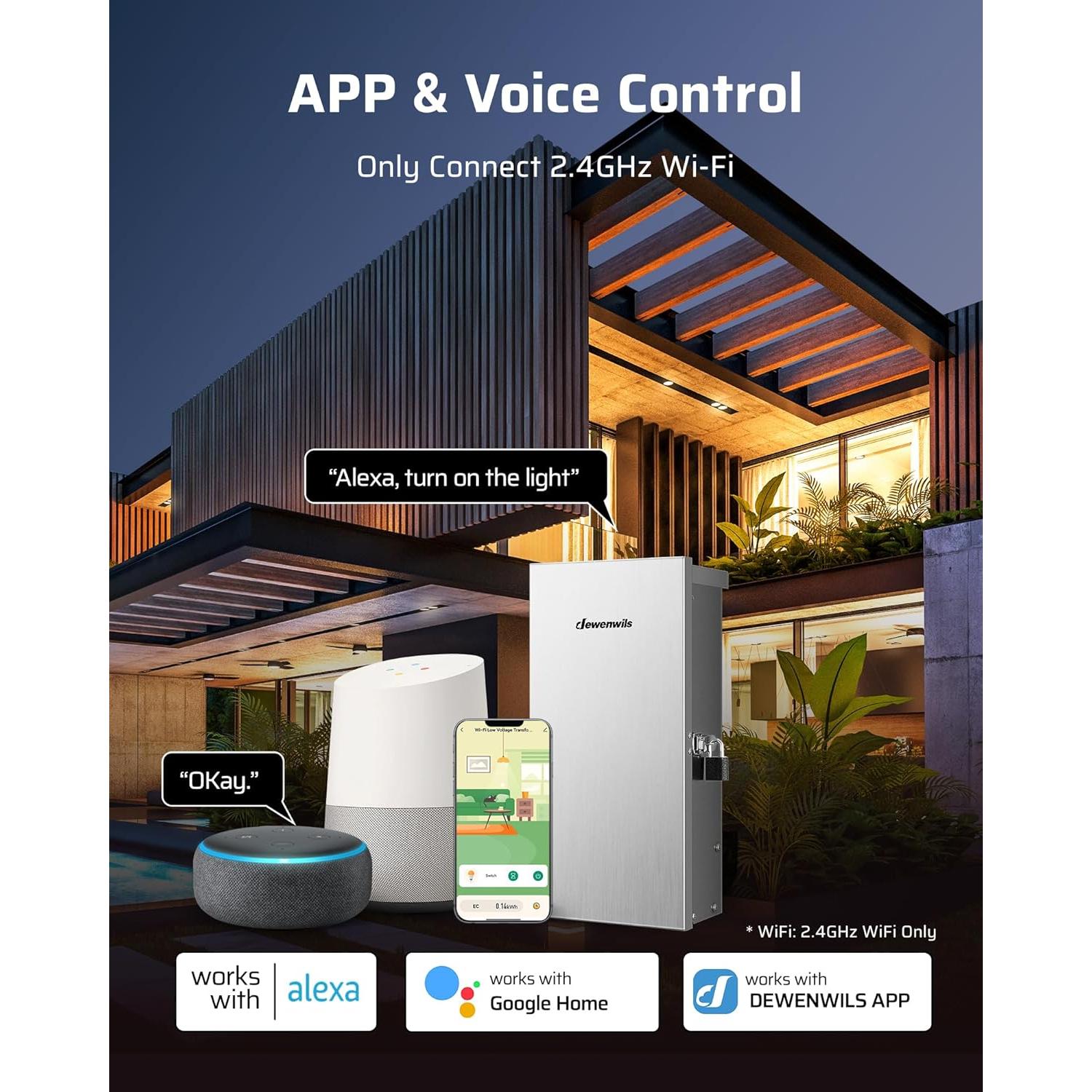 Transformador de Paisaje DEWENWILS 300W 12V/14V AC Inteligente