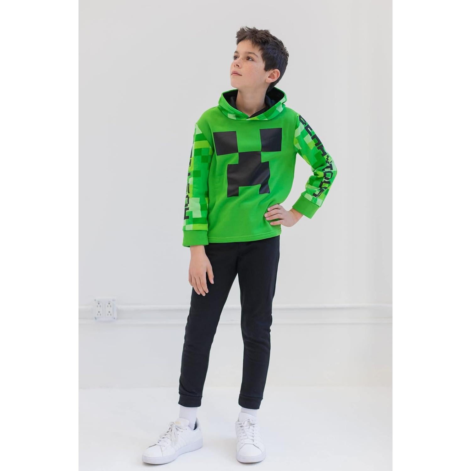 Conjunto Sudadera con Capucha y Pantalones Minecraft Creeper Niños