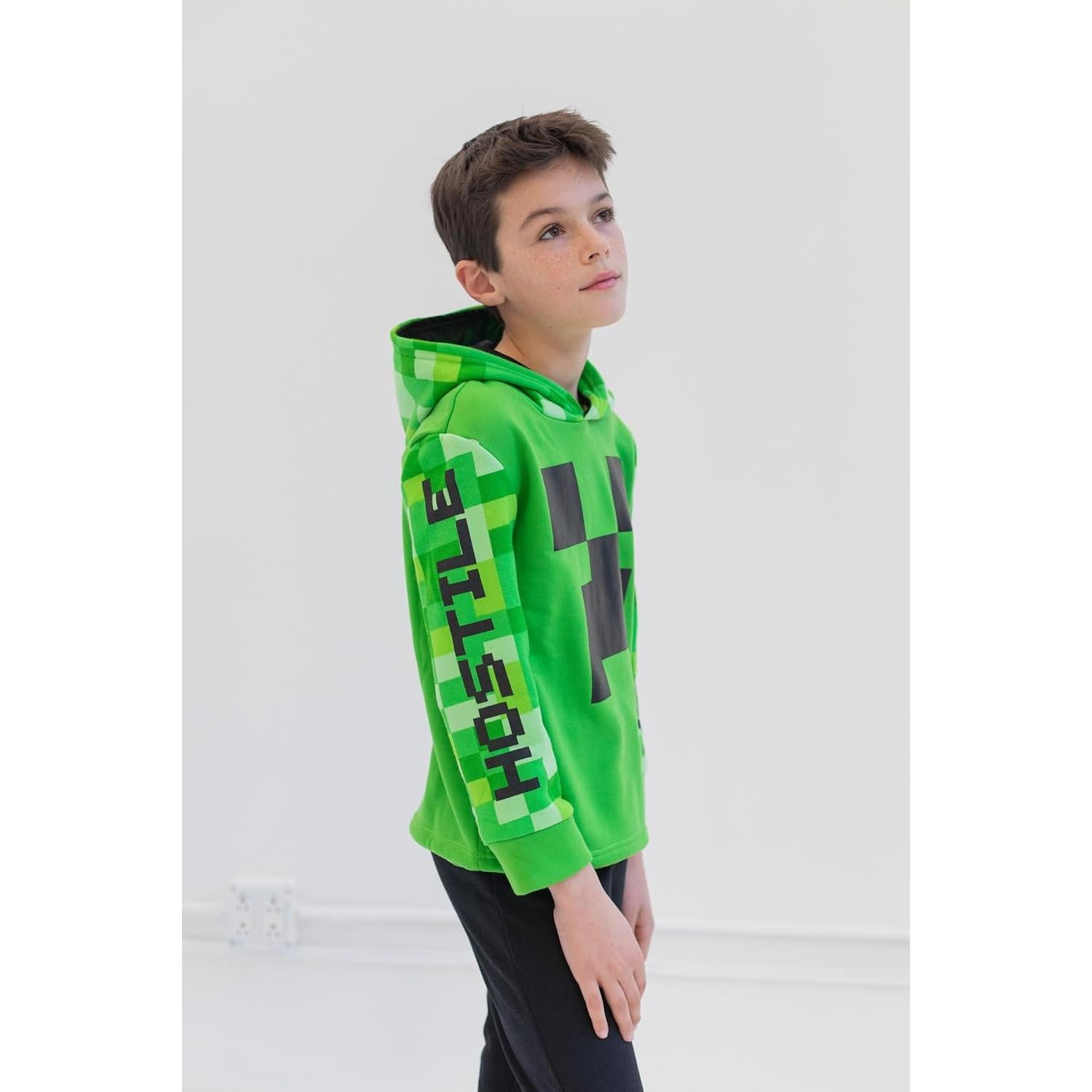 Conjunto Sudadera con Capucha y Pantalones Minecraft Creeper Niños