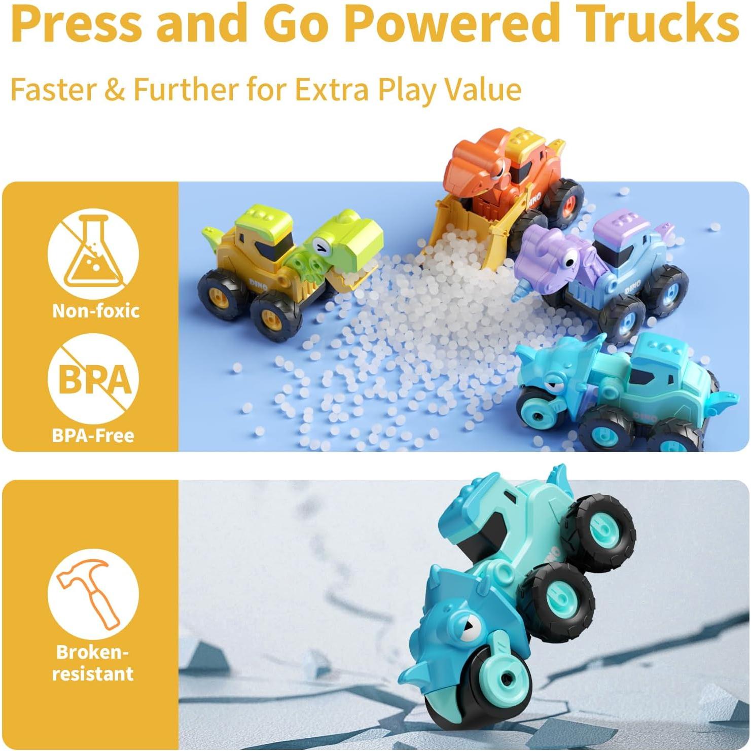 Juguete Camión de Construcción Dinosaurio Dimoarch 4 Vehículos