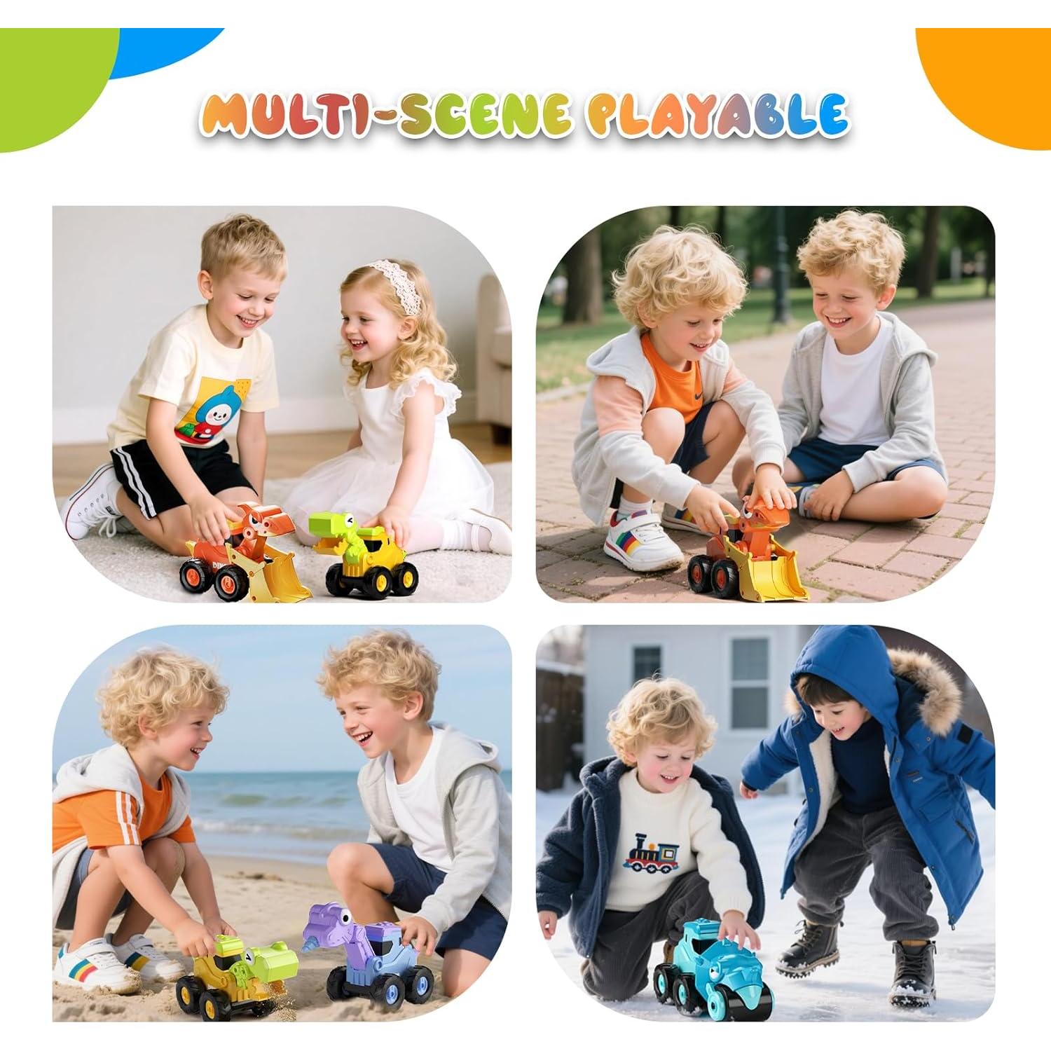 Juguete Camión de Construcción Dinosaurio Dimoarch 4 Vehículos