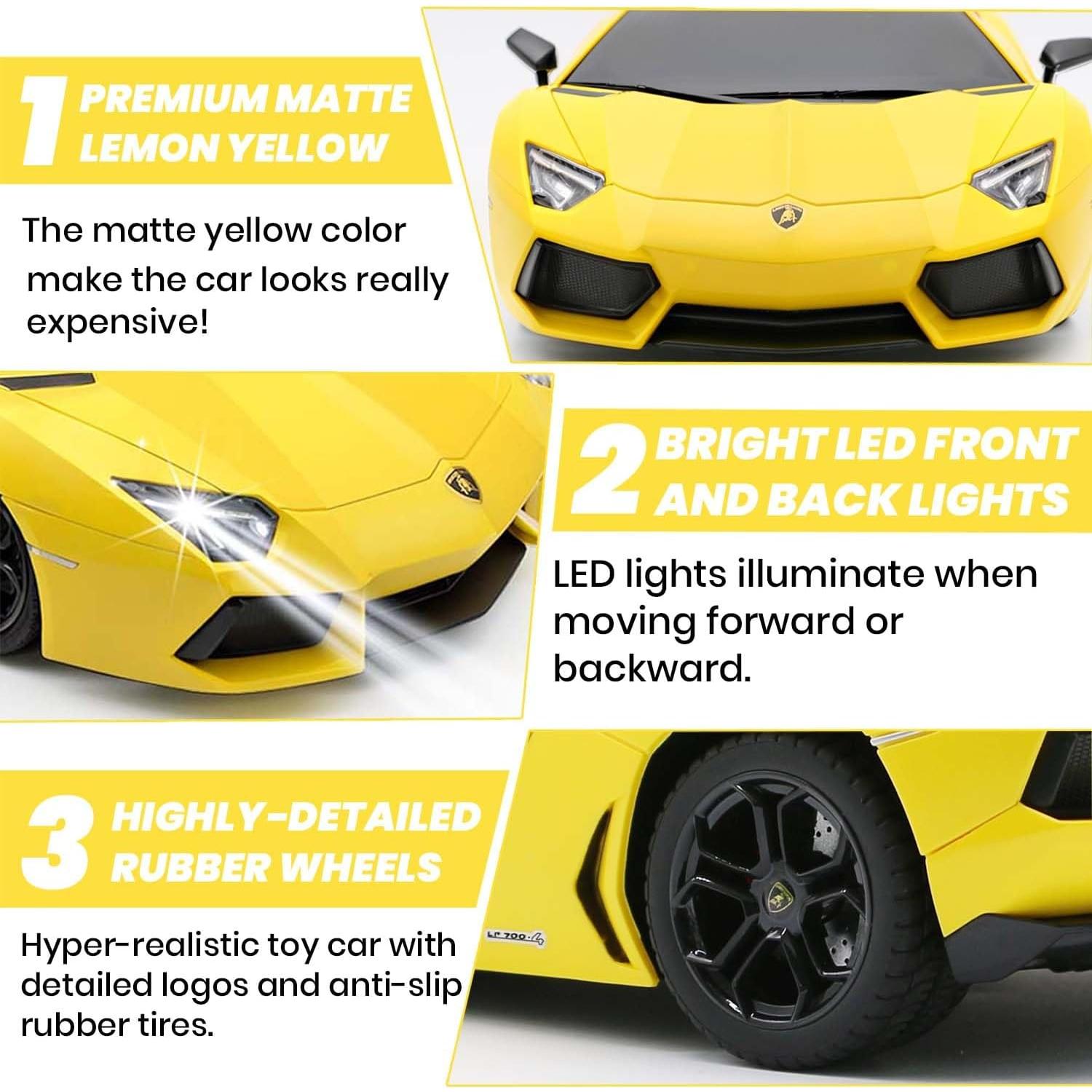 Coche RC QUN FENG Lambo LP-700 Amarillo Mate 1:18