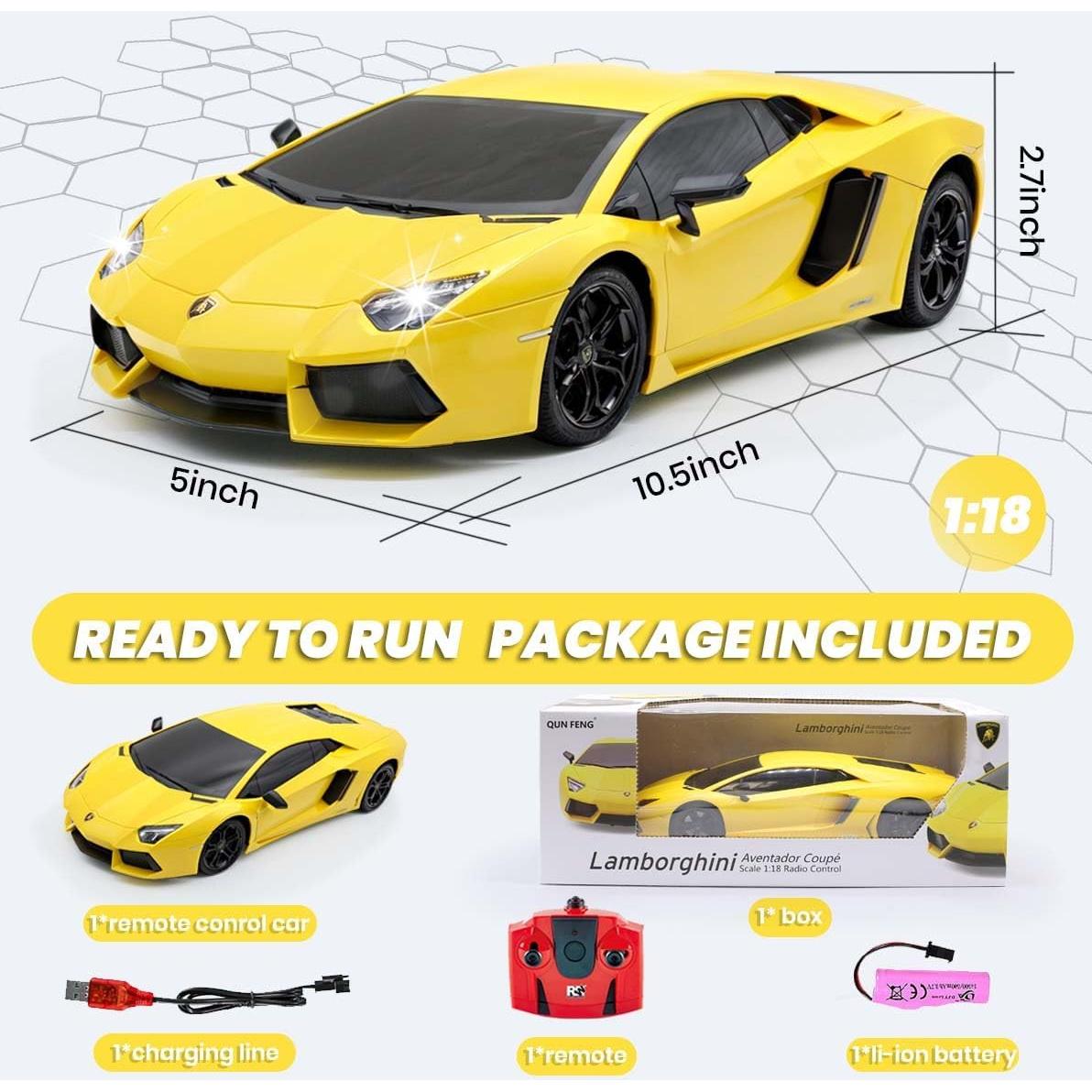 Coche RC QUN FENG Lambo LP-700 Amarillo Mate 1:18