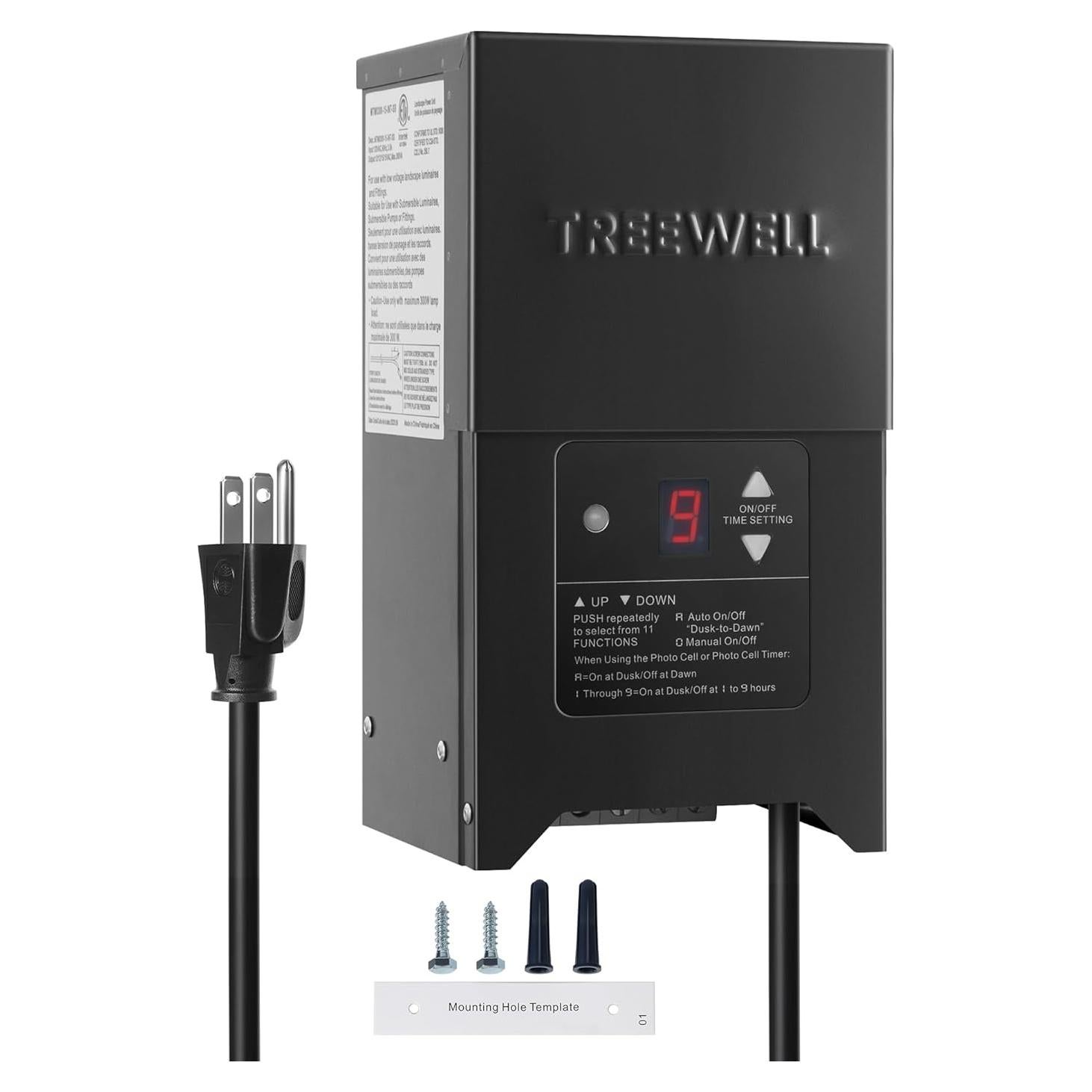 Transformador de Paisaje 300W treewell con Sensor y Temporizador