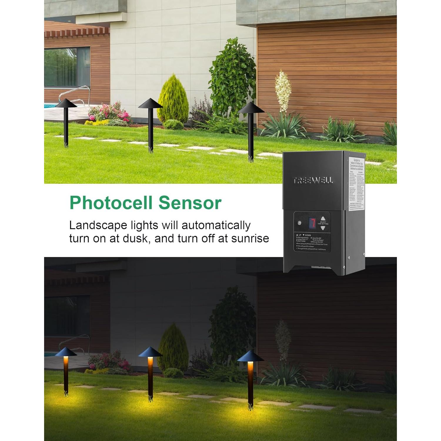 Transformador de Paisaje 300W treewell con Sensor y Temporizador