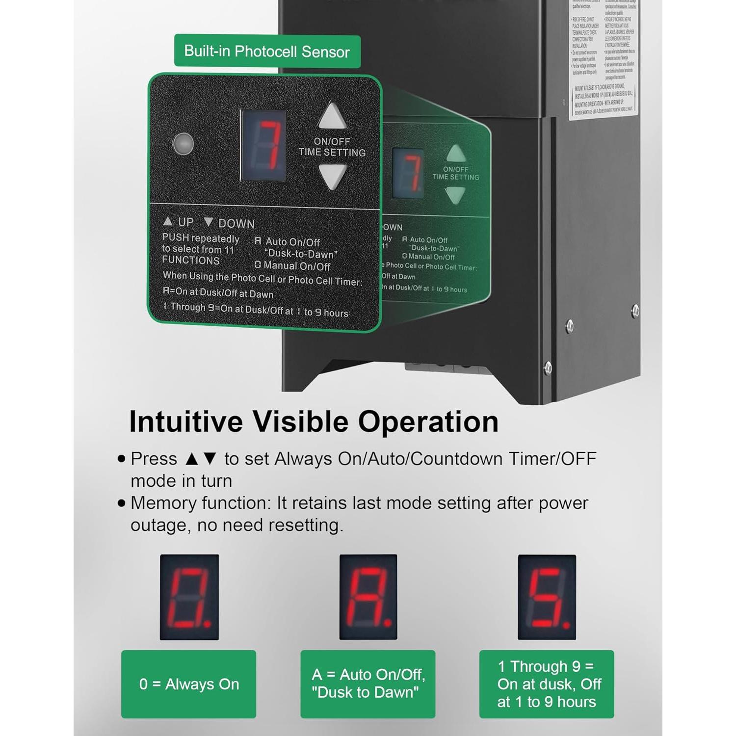 Transformador de Paisaje 300W treewell con Sensor y Temporizador