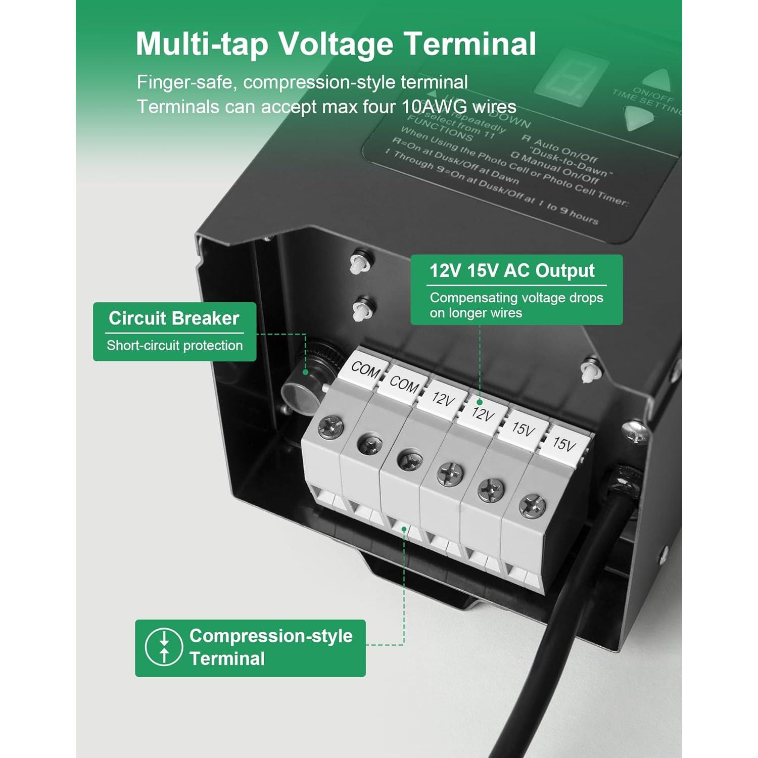 Transformador de Paisaje 300W treewell con Sensor y Temporizador