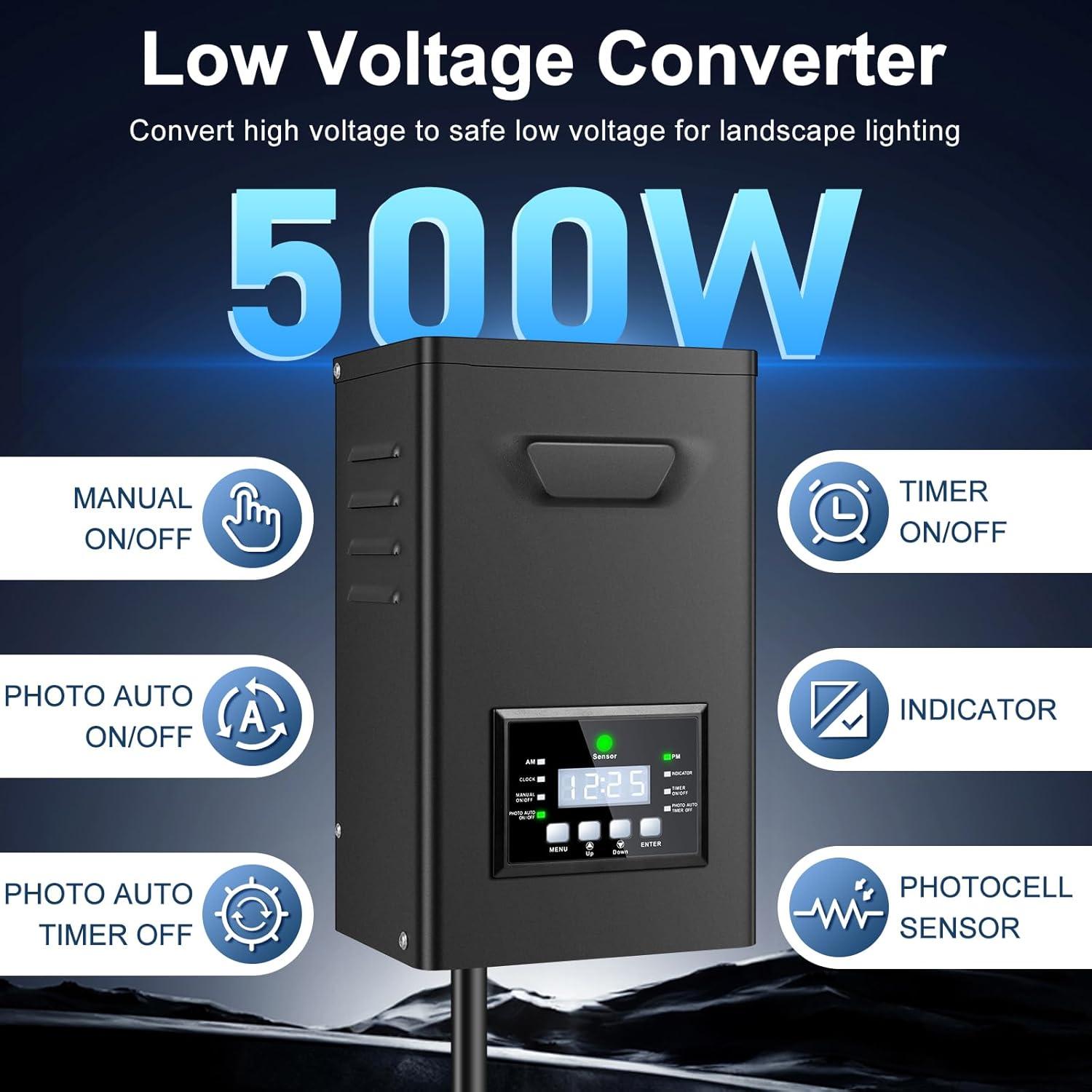 Transformador de Paisaje 500W Jiasi 12V/15V AC con Temporizador