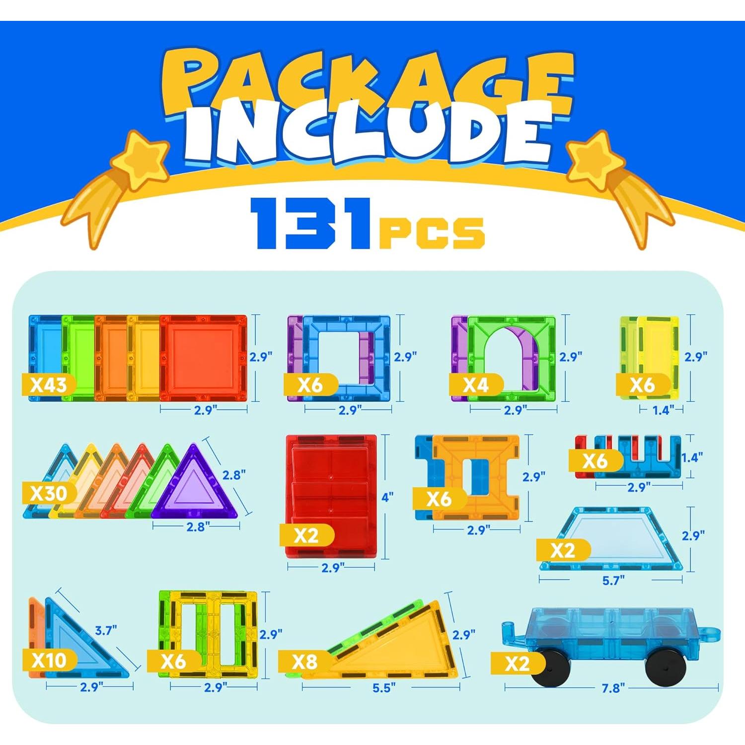 Bloques Magnéticos W WISE BLOCK 131 Piezas para Niños 3+