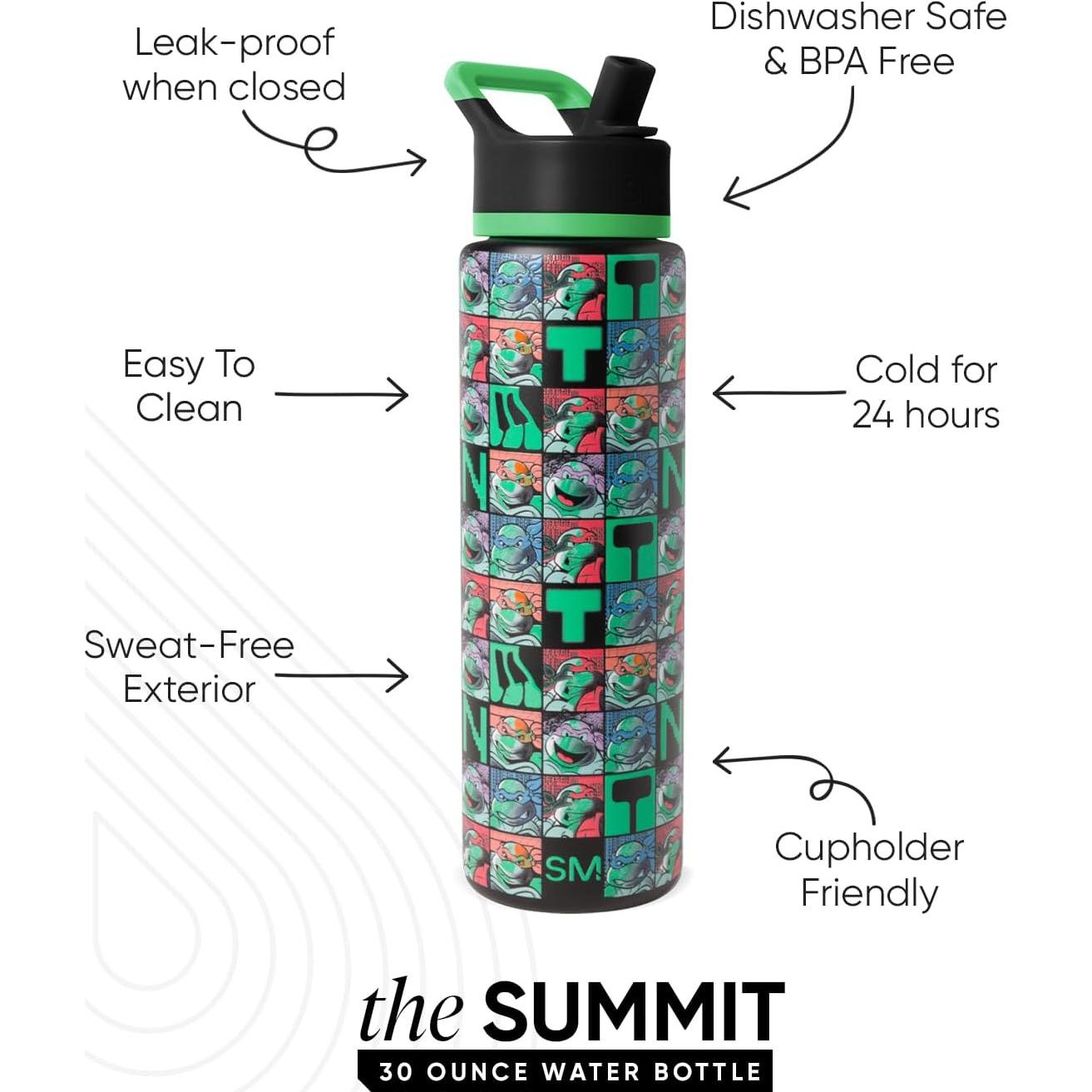 Botella de Agua Simple Modern TMNT 30oz Acero Inoxidable