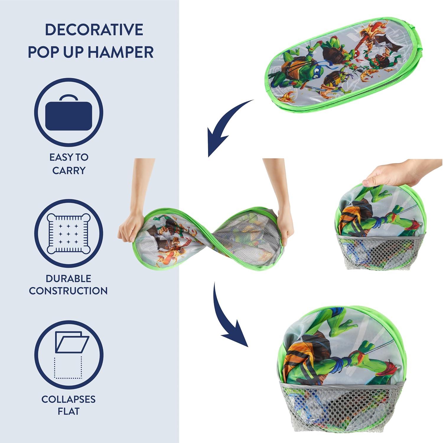 Cesto Pop-Up Tortugas Ninja Idea Nuova 53.3cm - Almacenamiento Ropa y Juguetes