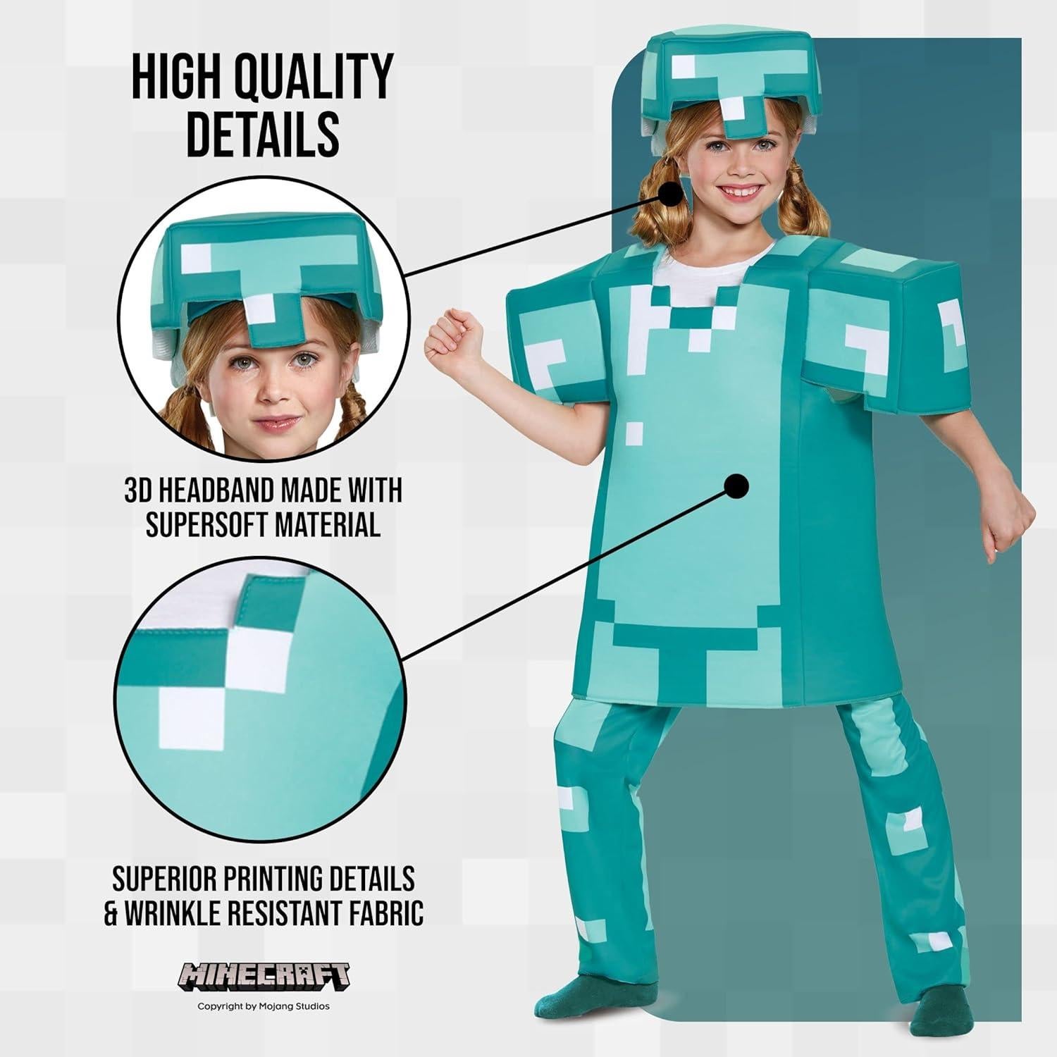 Disfraz Deluxe Armadura de Diamante Minecraft Niños L (10-12)