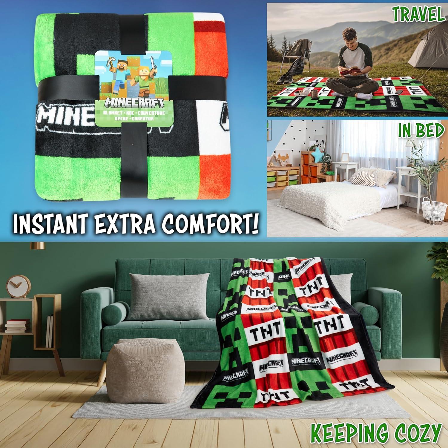 Manta de Forro Minecraft 156x130 cm Suave Poliester