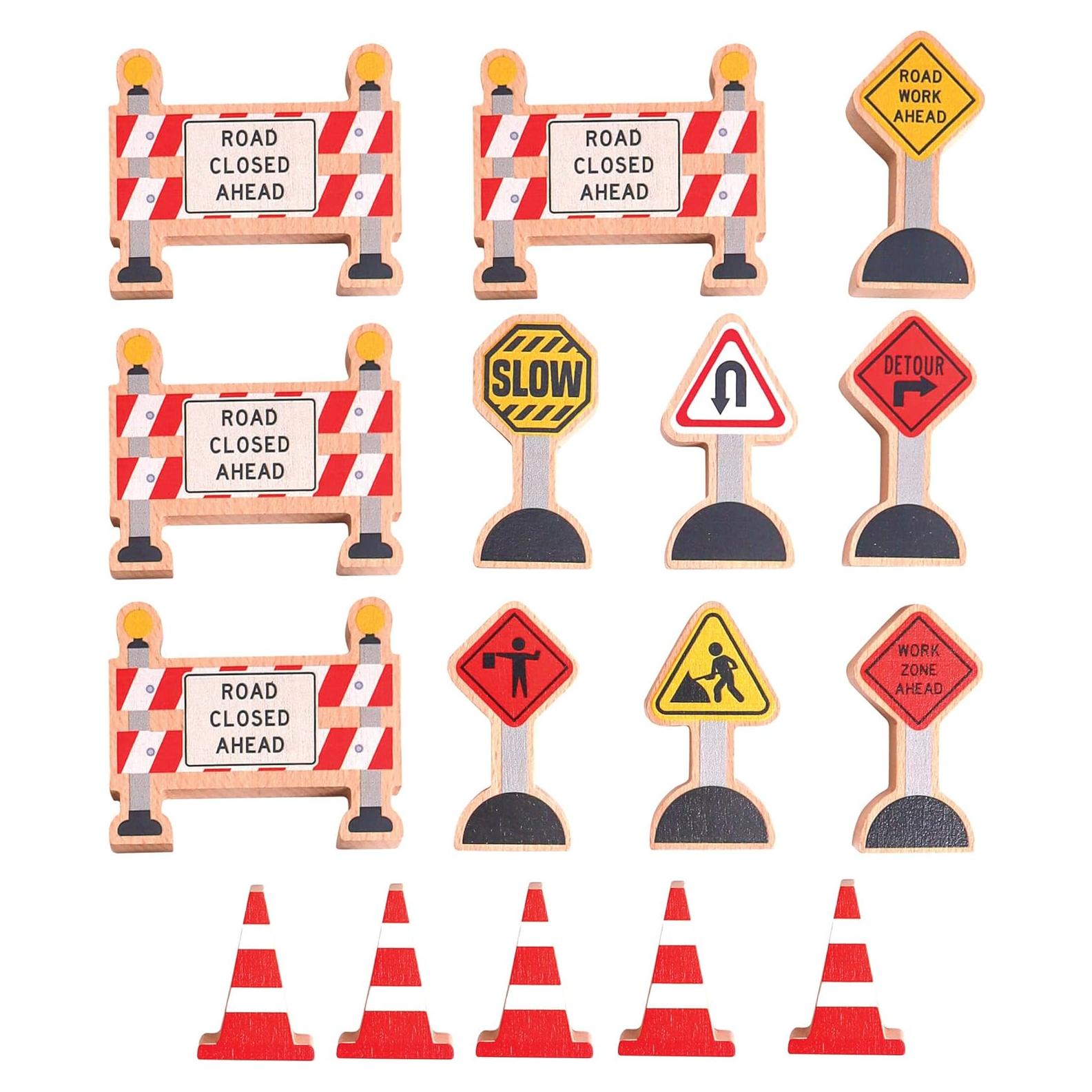 Juego de 16 Señales de Construcción de Madera Twinkle Toys