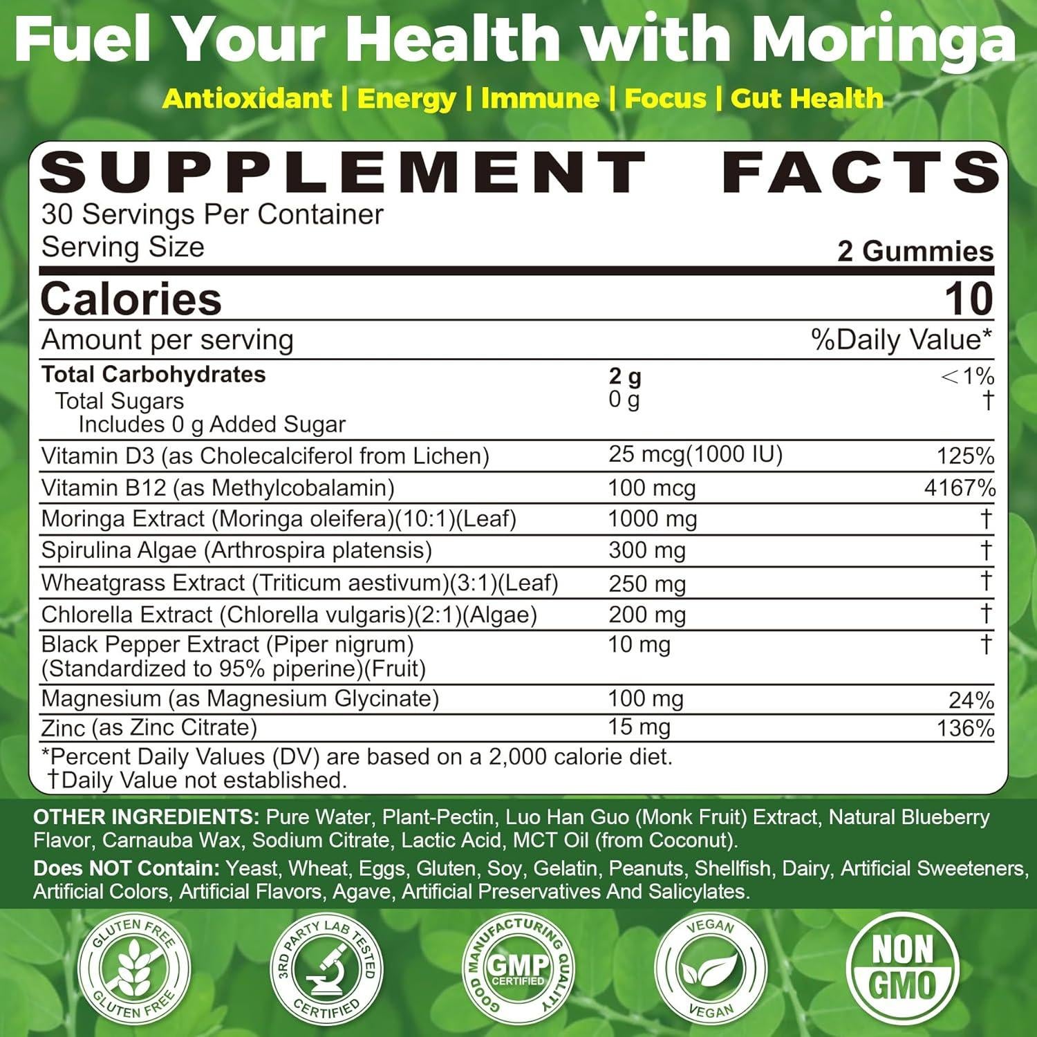 Gomitas de Moringa Espirulina EnvyCure 60 Unidades 1000mg