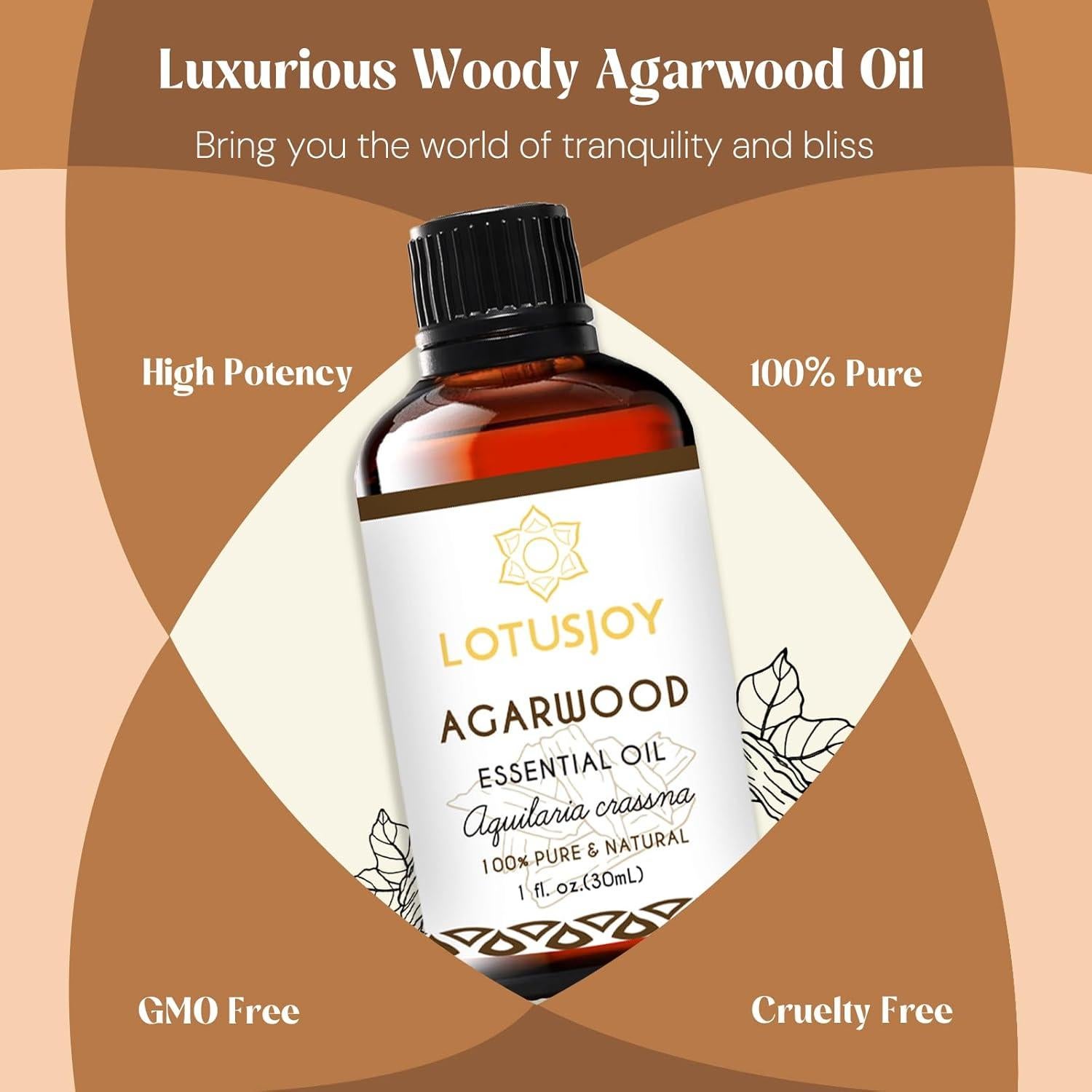 Aceite Esencial de Agarwood LOTUSJOY 29.57 ml Puro Natural