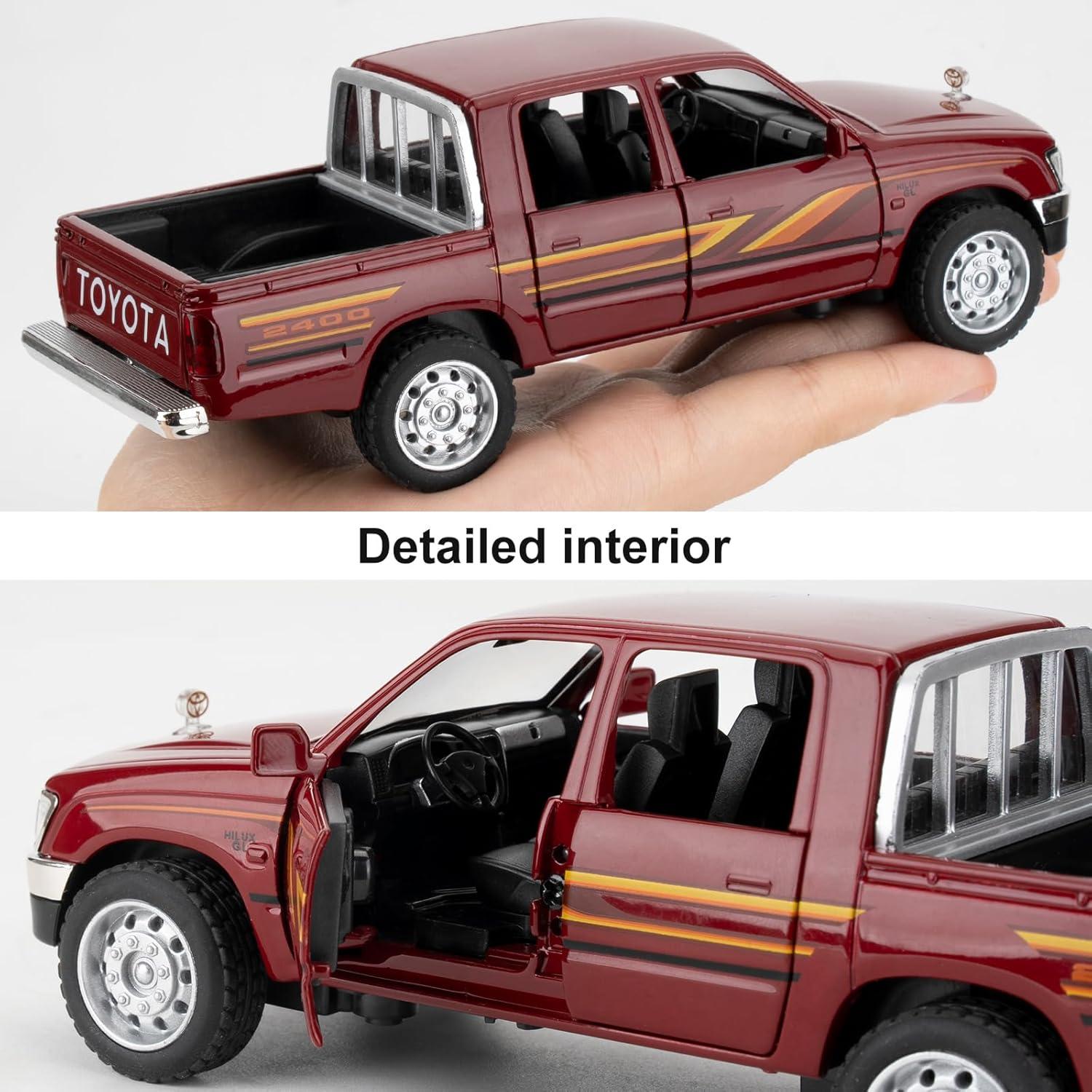 Coche de Juguete Pickup Hilux 1:32 Guarsiliymi Rojo con Luz y Sonido