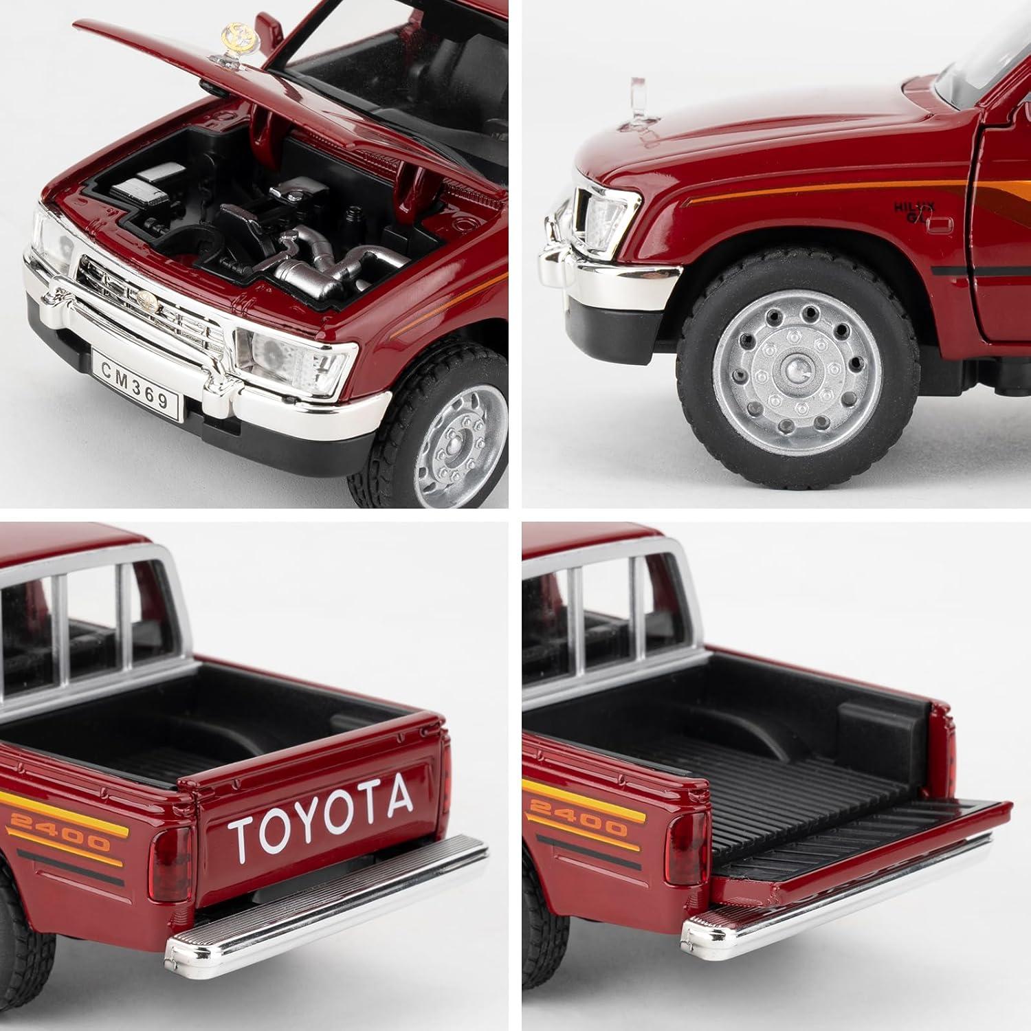 Coche de Juguete Pickup Hilux 1:32 Guarsiliymi Rojo con Luz y Sonido