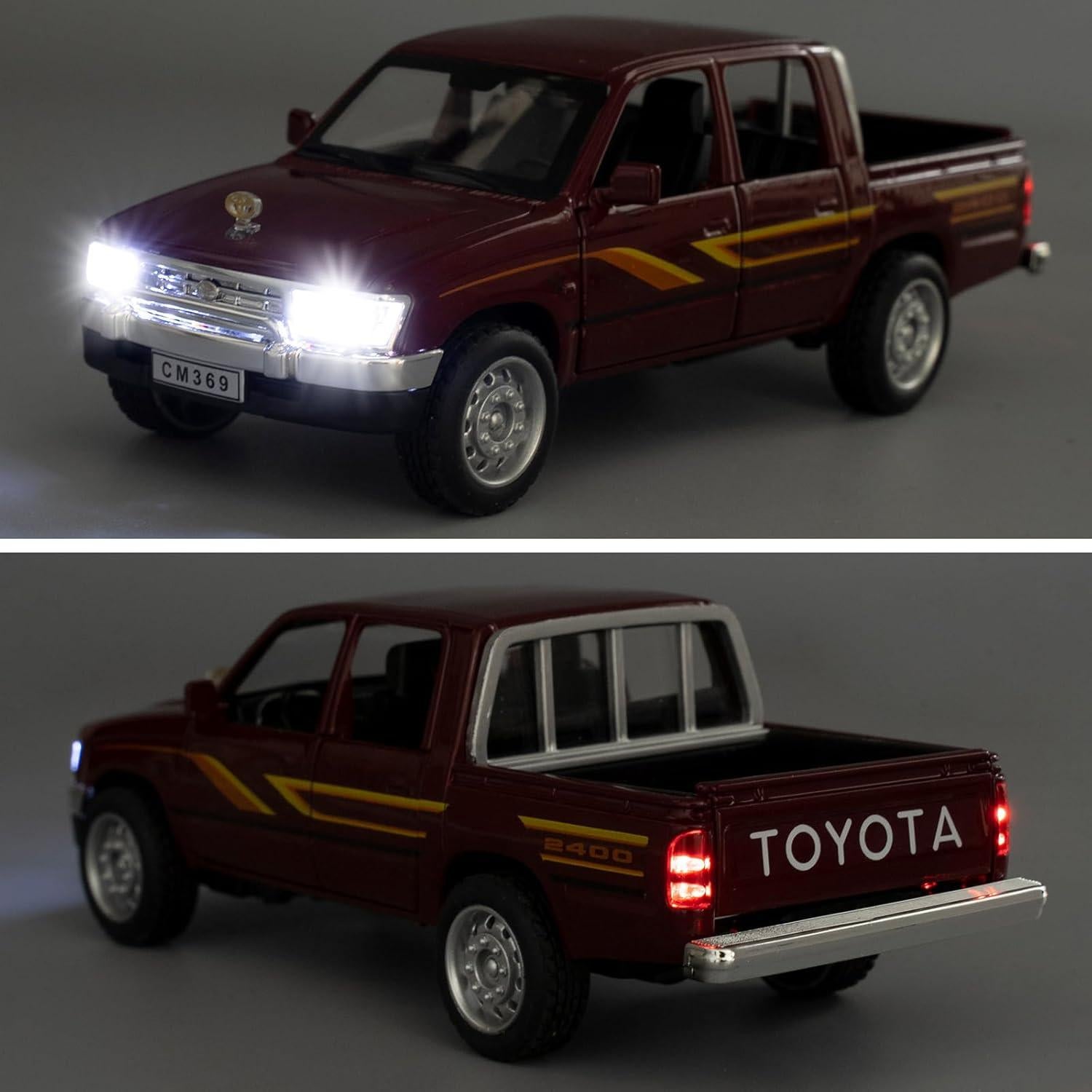 Coche de Juguete Pickup Hilux 1:32 Guarsiliymi Rojo con Luz y Sonido