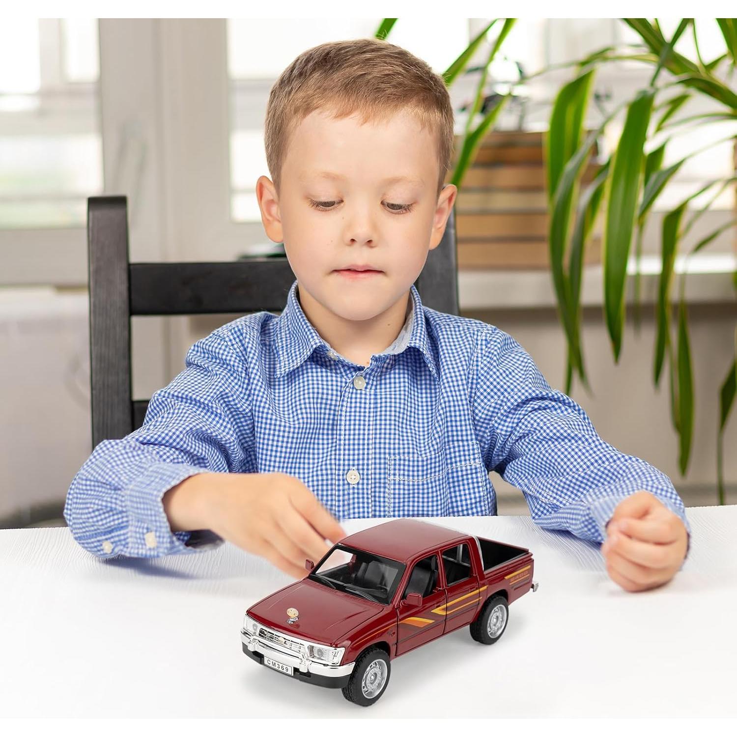 Coche de Juguete Pickup Hilux 1:32 Guarsiliymi Rojo con Luz y Sonido