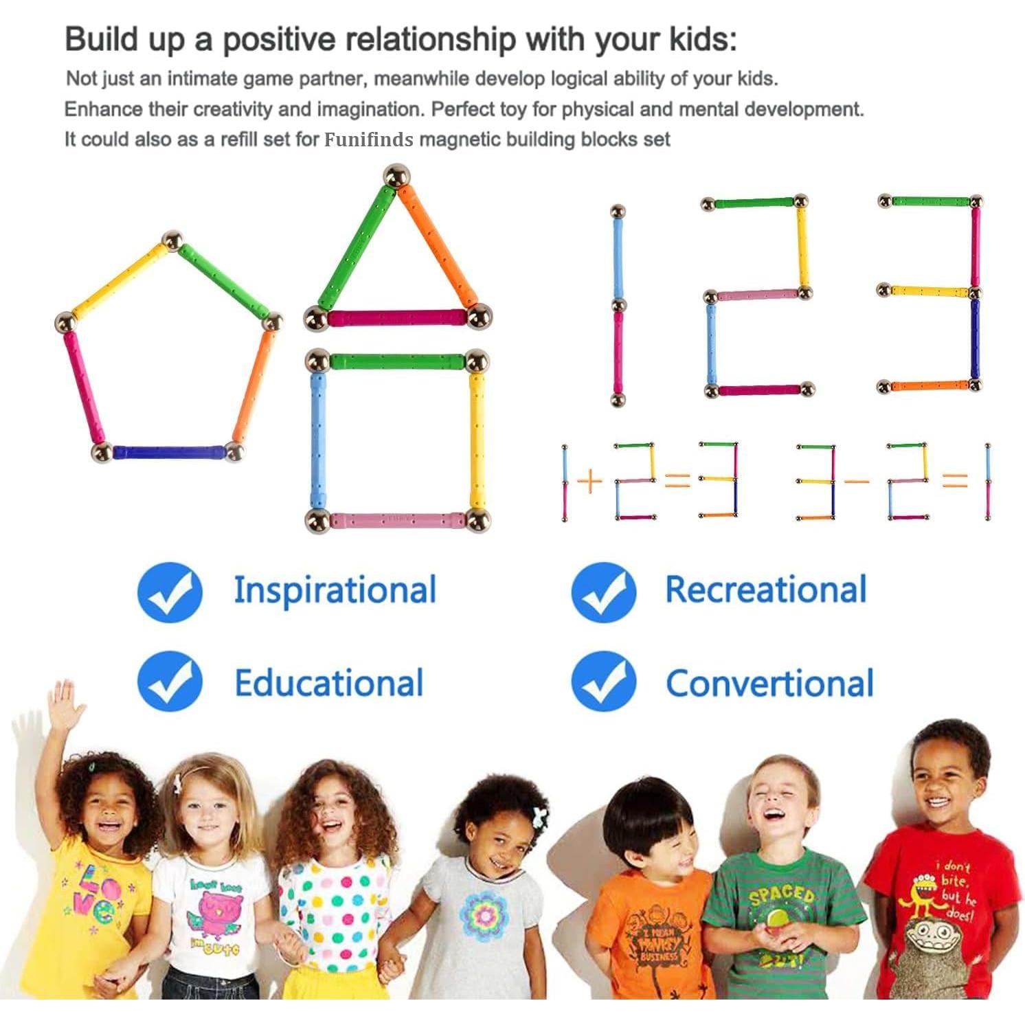 Conjunto de Bloques Magnéticos 312 Piezas Funifinds - Juguete Educativo 3D