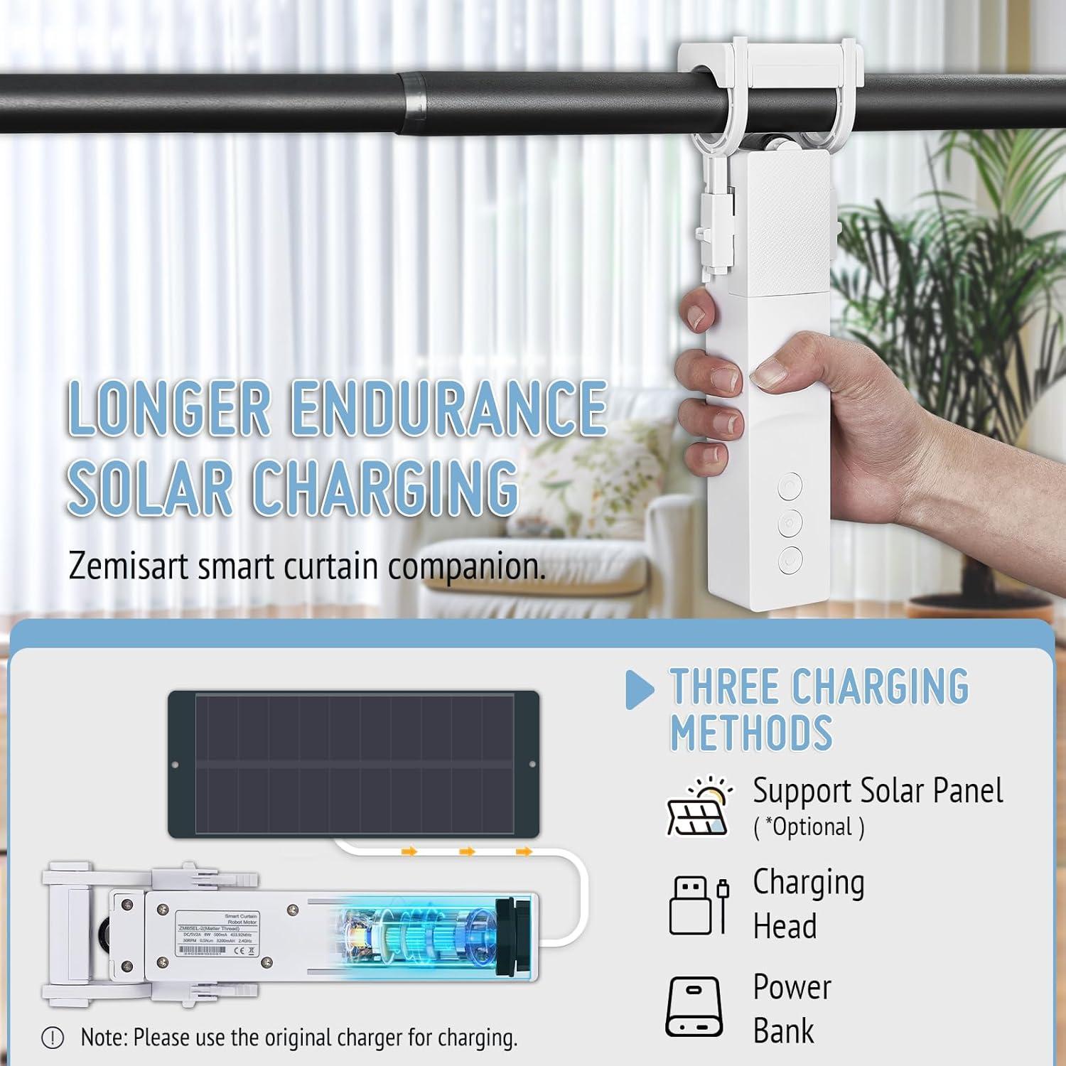 Abre Cortinas Automático Keego con Panel Solar y Control Remoto