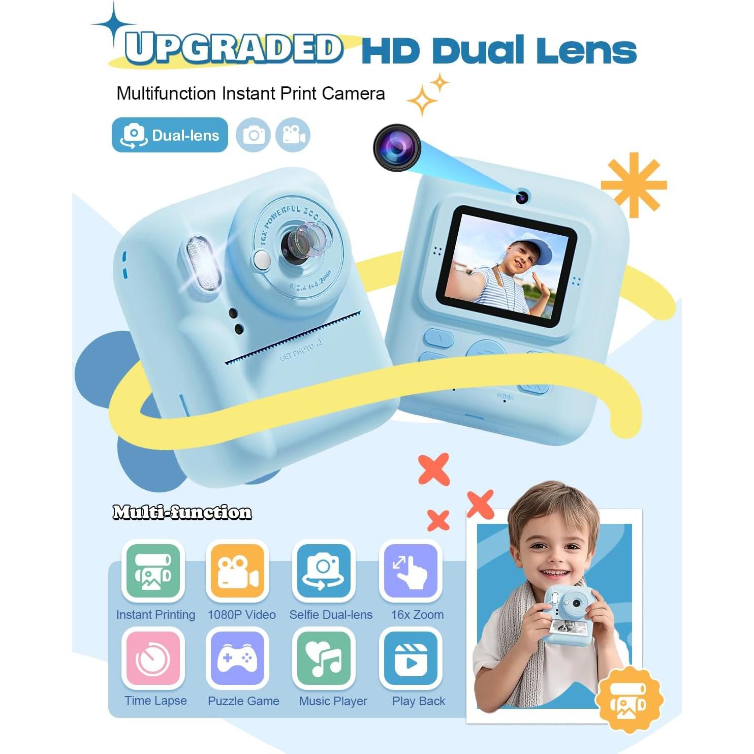 Cámara Instantánea Seckton para Niños 48MP Azul