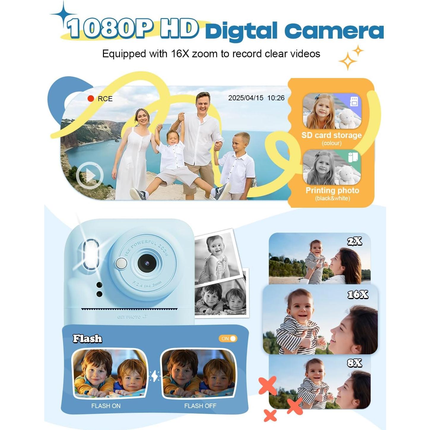 Cámara Instantánea Seckton para Niños 48MP Azul